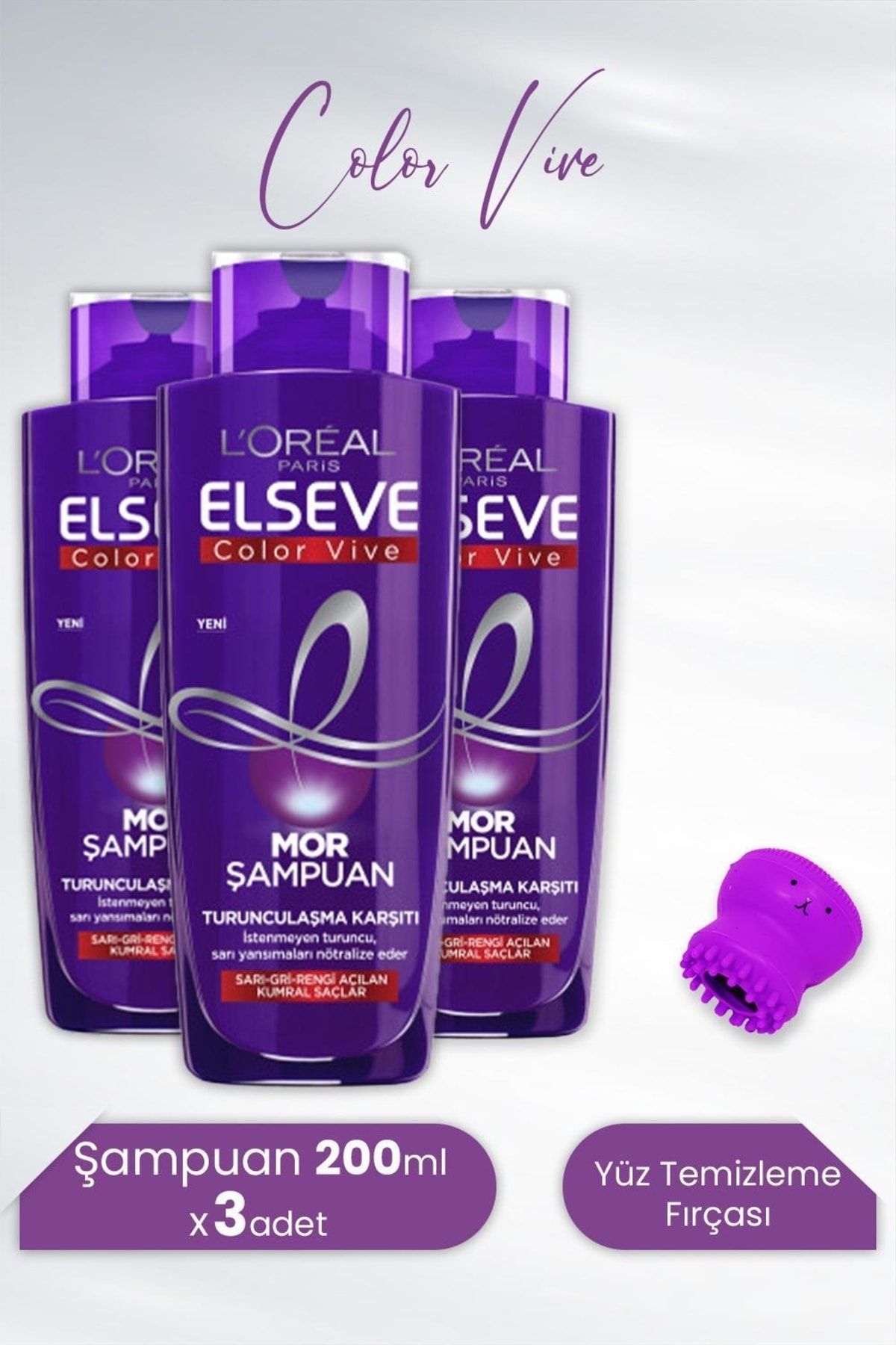 Elseve Color Vive Mor Şampuan Turunculaşma Karşıtı 200 Ml X 3 Adet Ve Tarko Lionesse Yüz Temizleme F