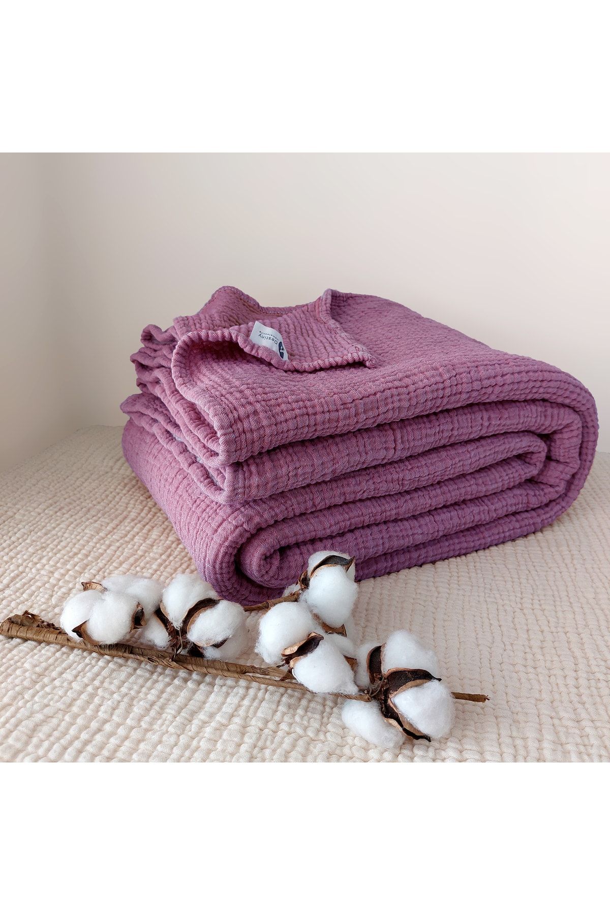 destinyhometex Mürdüm 4 Katlı Multi Muslin %100 Pamuk Xl Tek Kişilik Saçaksız 180 X 240cm