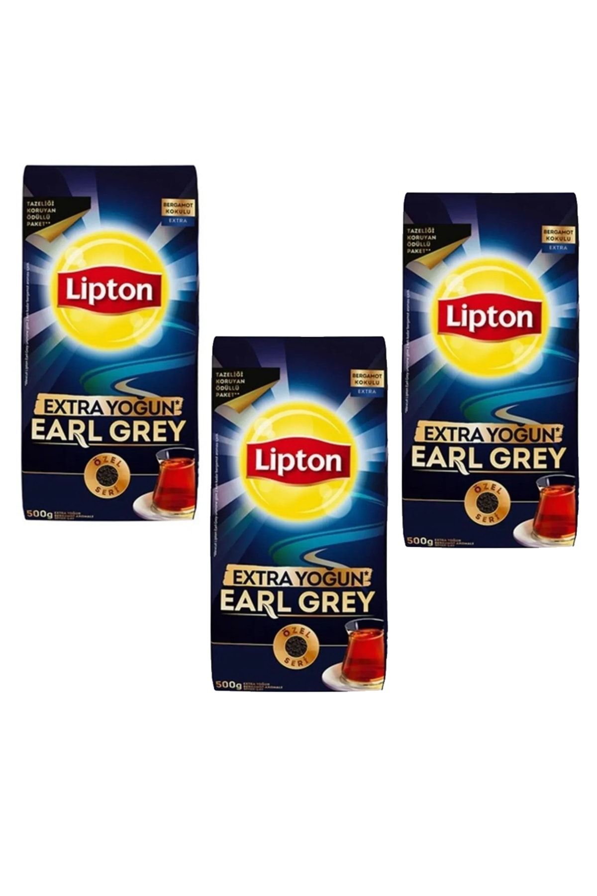 Lipton Extra Yoğun Earl Grey Bergamot Aromalı Siyah Dökme Çay 500gr 3 Adet
