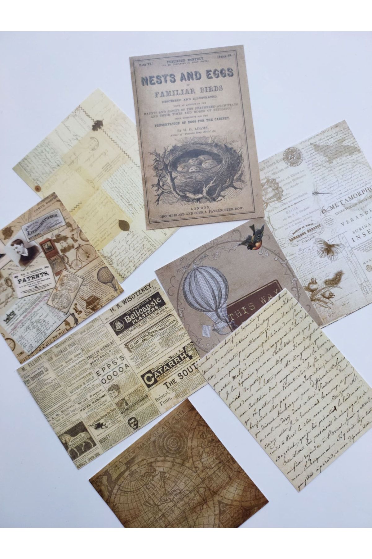 Scrapbook Vintage Sticker Seti / Bullet Journal, Ing, Yazı Mektup