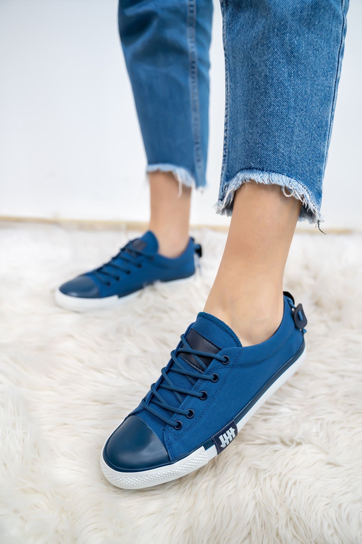 Bartrobel Unisex Mavi Disel Keten Spor Ayakkabı Yazlık Mevsimlik Dayanıklı Rahat Sneaker
