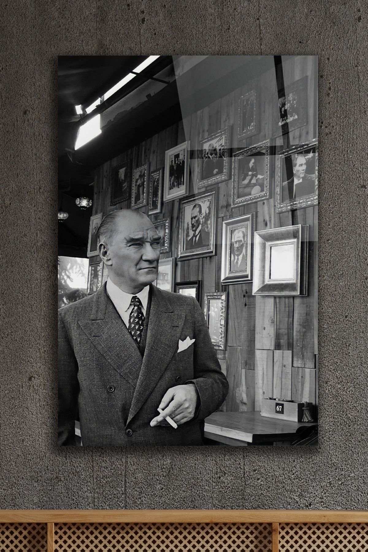 ACRES Atatürk Portre Mustafa Kemal Atatürk Dikdörtgen Dekoratif Cam Tablo