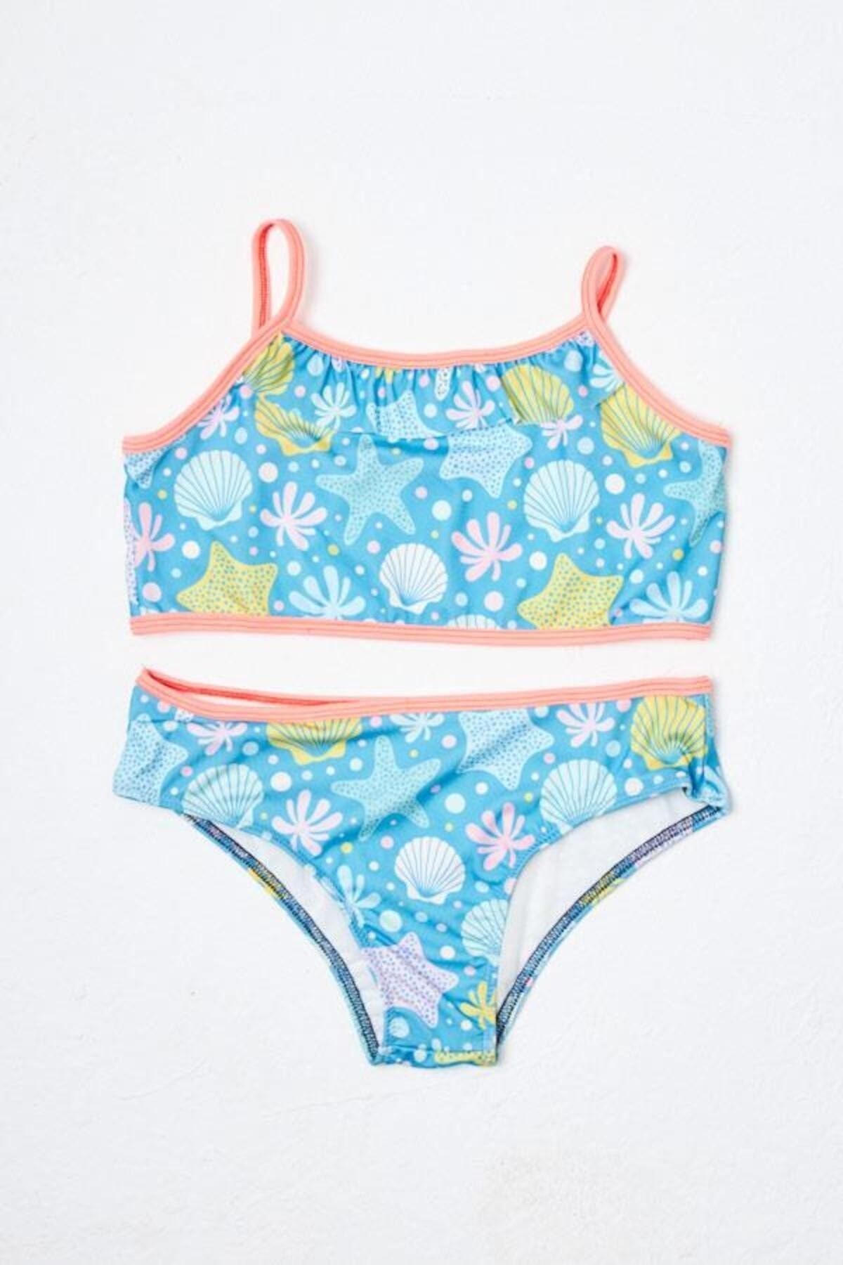 Hmm tekstil Kız Çocuk Bikini Takımı İnce Askılı Deniz Yıldızlı