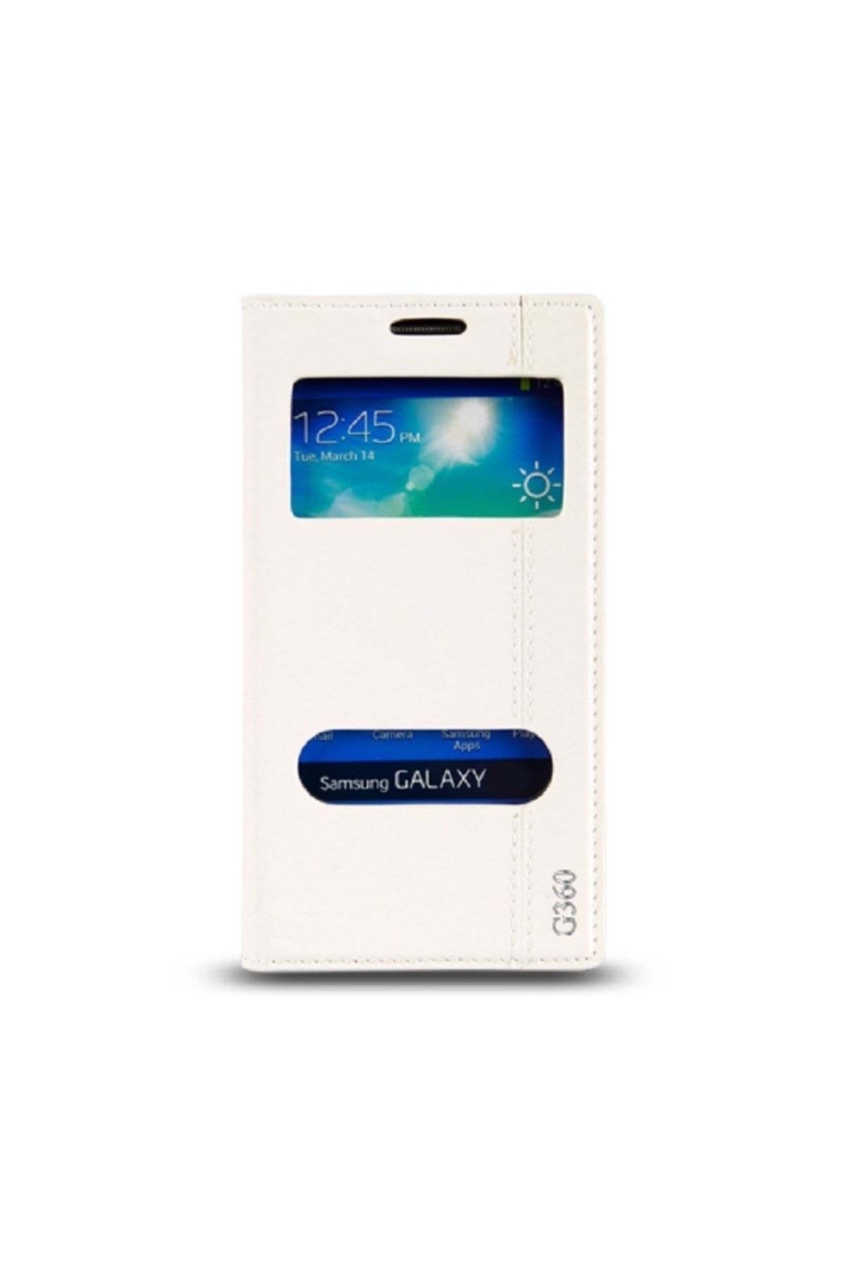 FitCase Galaxy Core Prime (G360) Gizli Mıknatıslı Pencereli Magnum Kılıf Beyaz