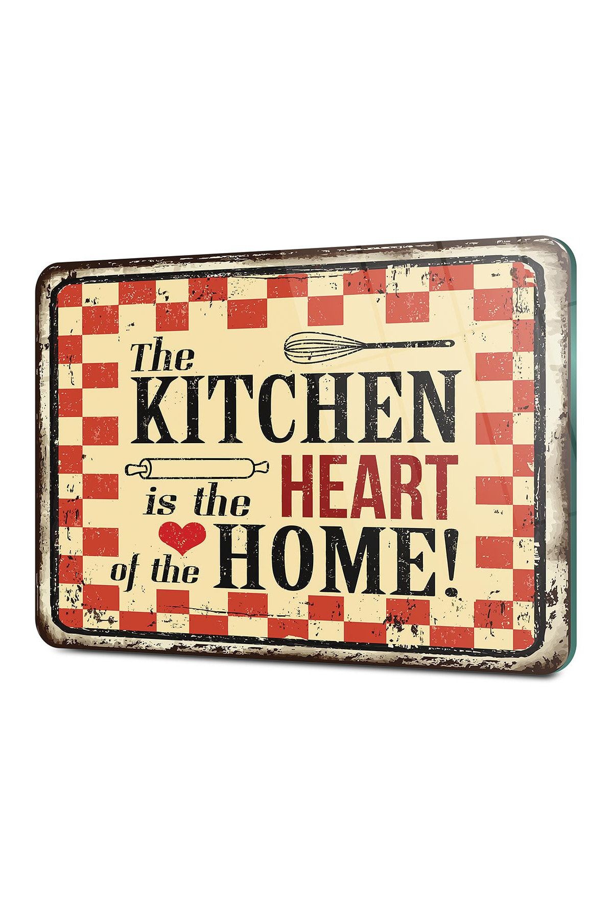 Decovetro Cam Kesme Tahtası Ve Sunum Tablası | My Kitchen Heart Görünümlü | 30cm X 40cm