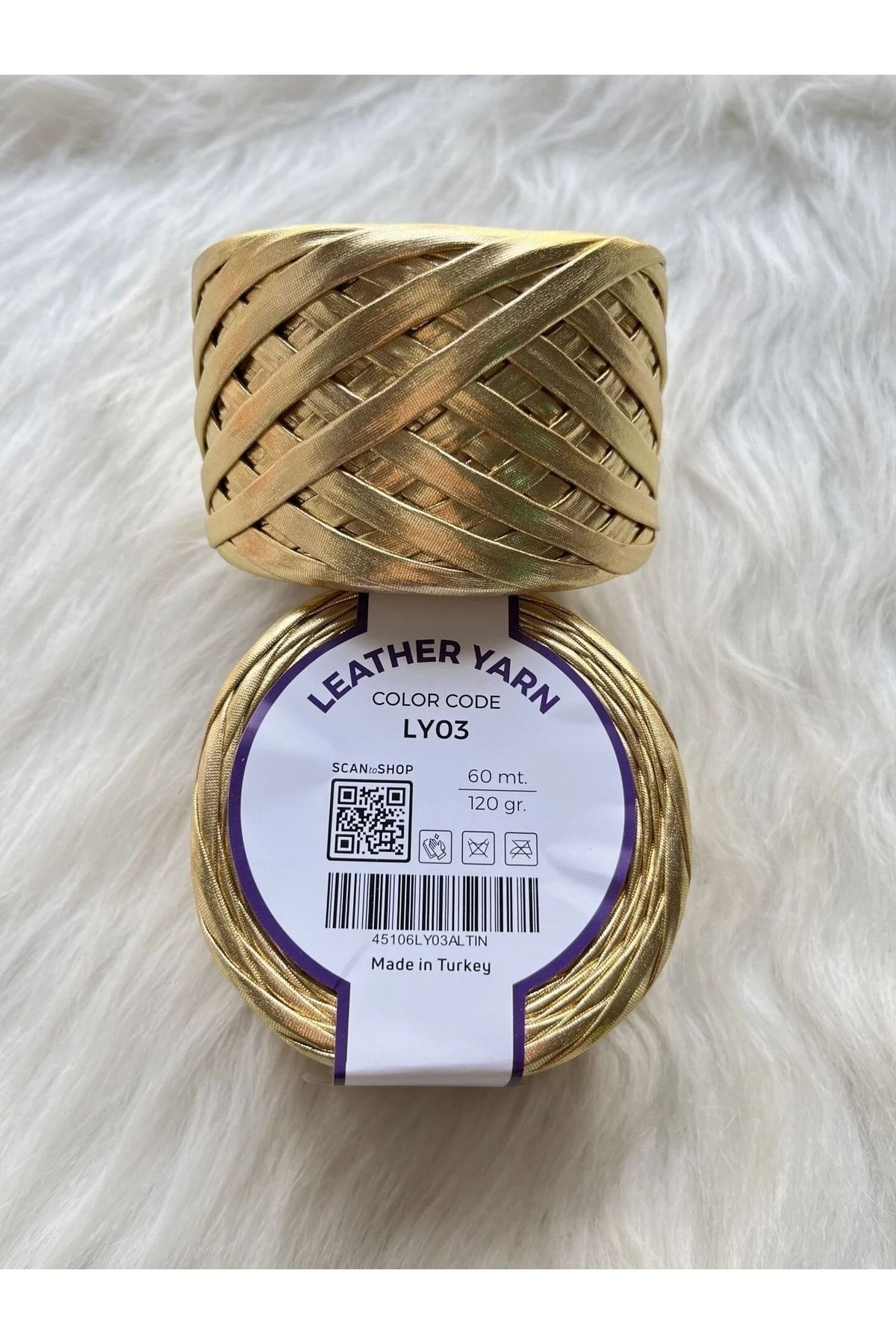 Mira Filati Gold - Metalik Deri Ip - Leather Yarn - 120g. - 60m. - Çanta - Cüzdan - Kılıf -