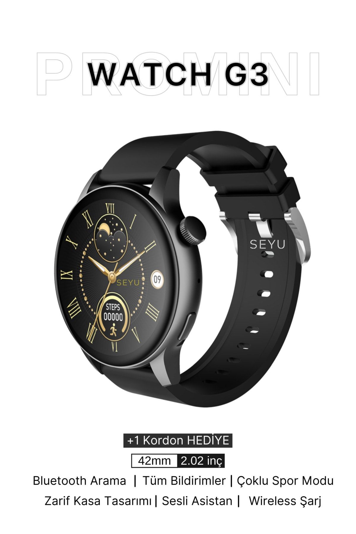 SEYUWATCH Watch G3 Pro  Mini Akıllı Saat 42mm İphone Android Tüm Telefonlara Uyumlu Smartwatch