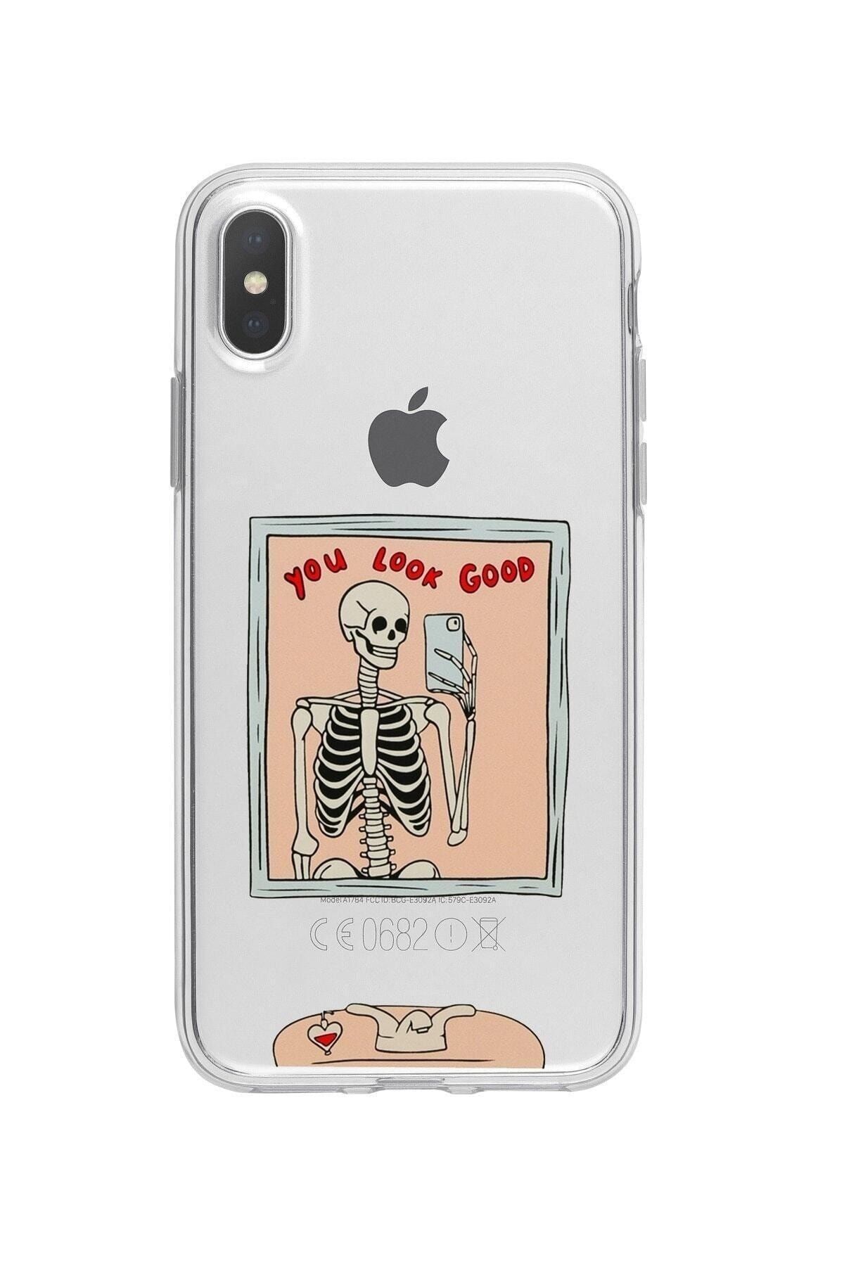 MY MÜRDÜM Iphone X Kılıf You Look Good Iskelet Desenli Şeffaf Telefon Kılıfı
