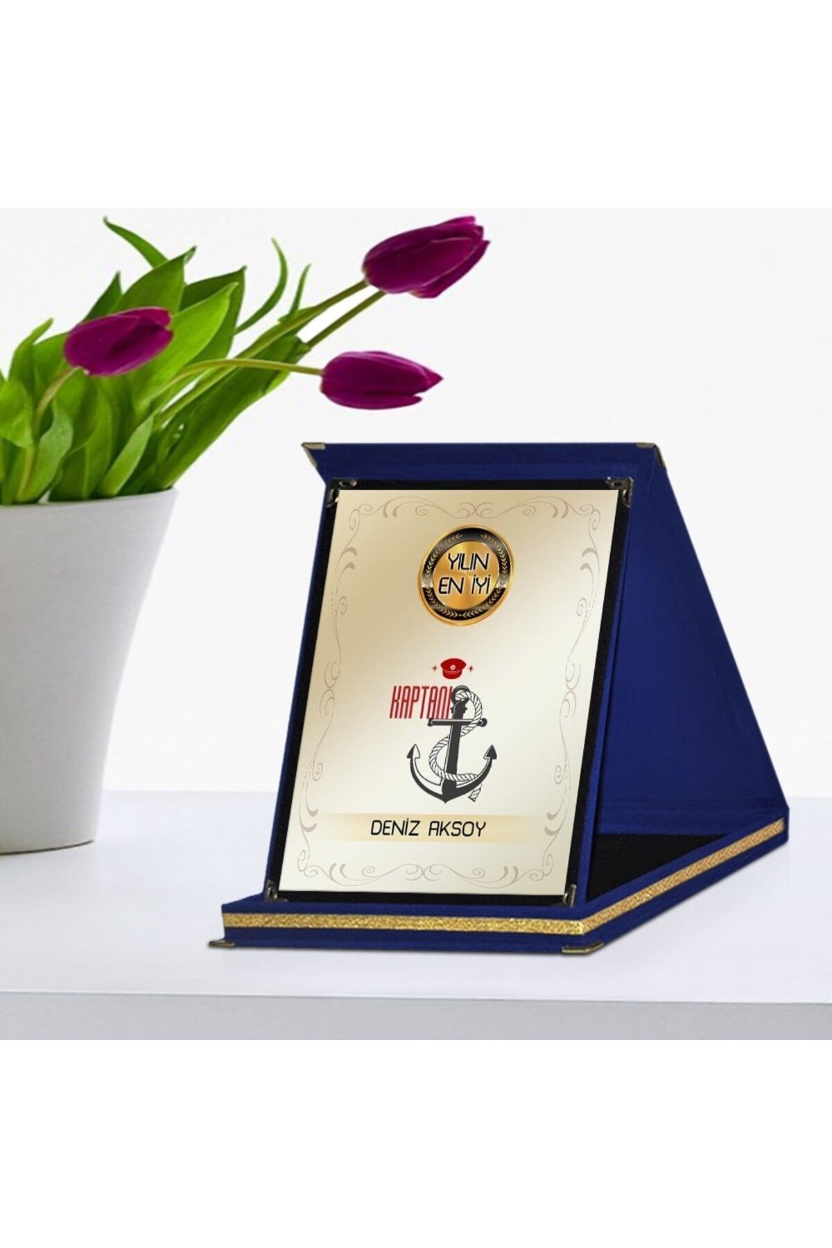 Bk Gift Kişiye Özel Yılın En İyi Kaptanı Lacivert Plaket Ödülü