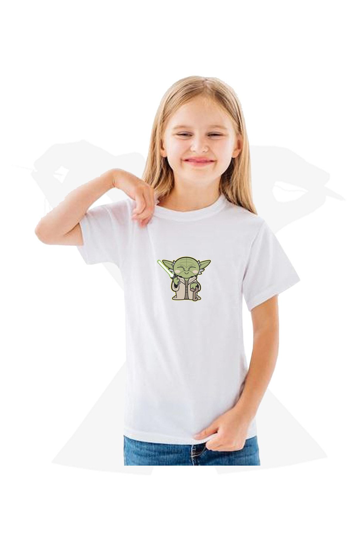 Darkia Star Wars Baby Yoda Özel Tasarım Baskılı Kız Çocuk Tişört T-shirt