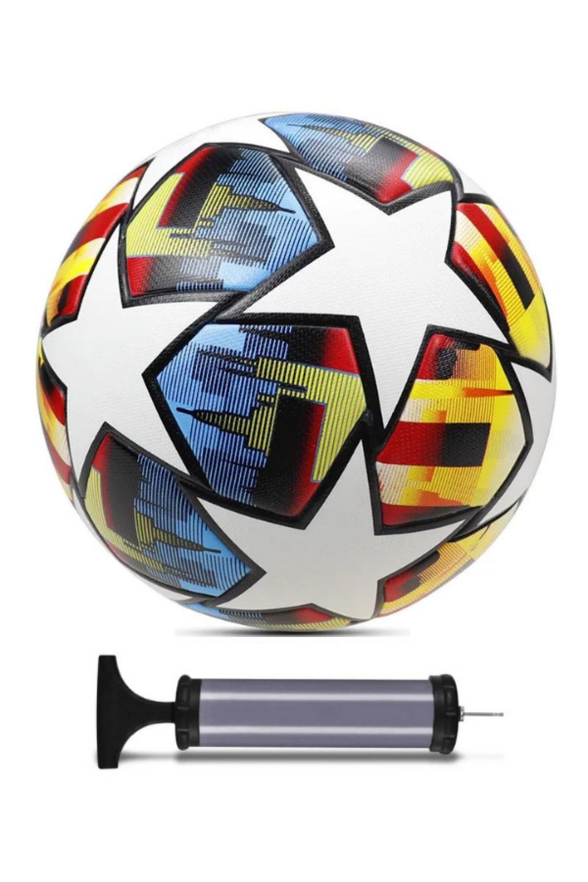 Janissary Renkli Şampiyonlar Ligi Tasarımı Profesyonel Dikişli Futbol Topu, 5 Numara, Halı Saha Topu Pompa
