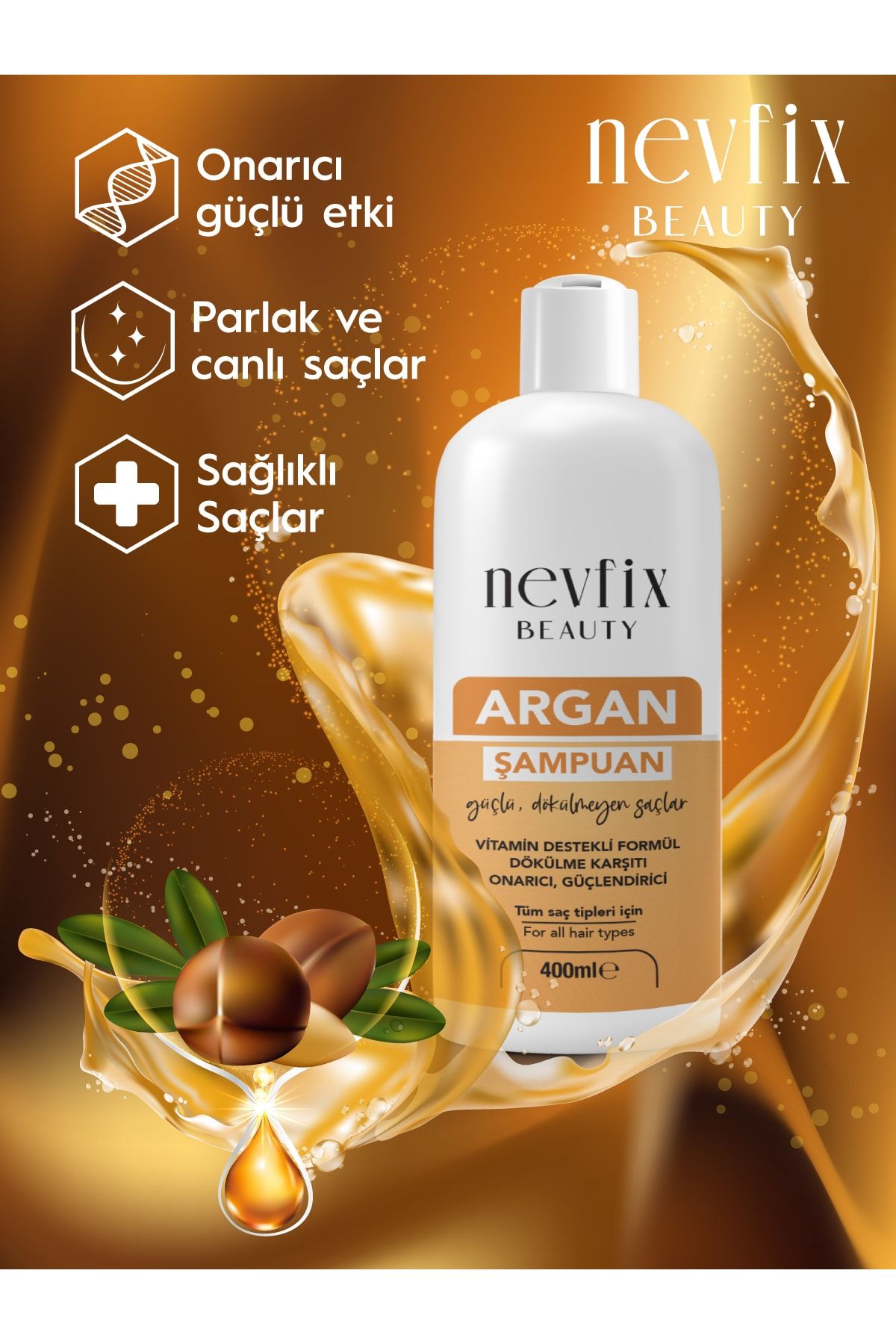 Nevfix Beauty Argan Yağlı Dökülme Kaşıtı Besleyici Şampuan 400 Ml
