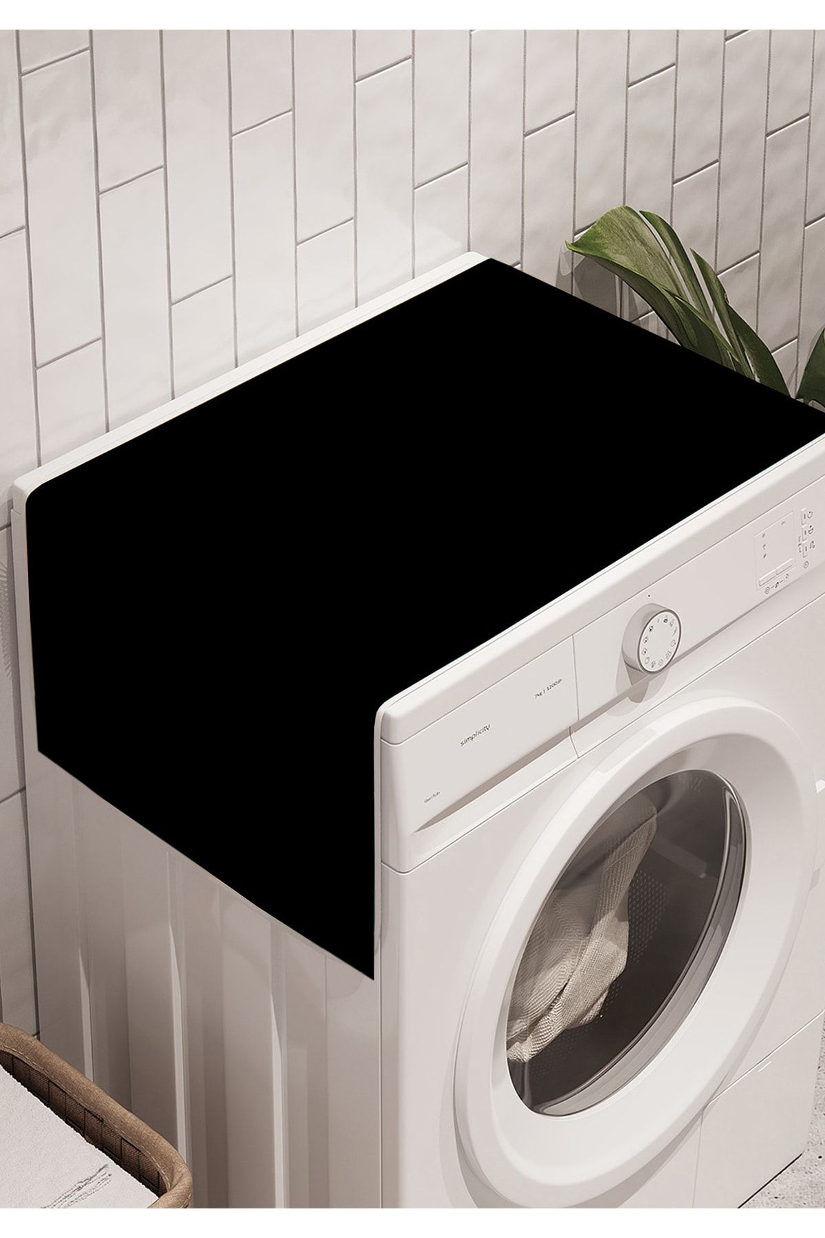 HOMİNG Siyah Kumaş A Kalite Çamaşır, Kurutma Ve Bulaşık Makinesi Üzeri Örtü Suya Dayanıklı