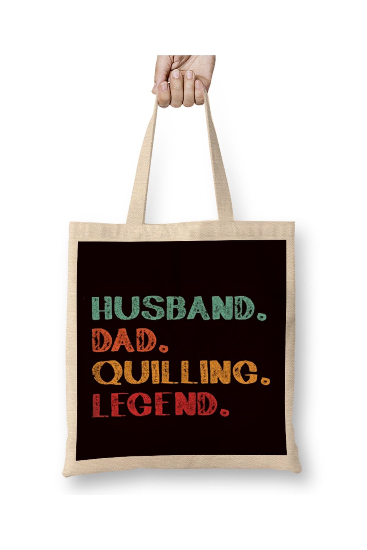 Baskı Dükkanı Husband Dad Quilling Legend Paper Filigree Hobby Craftsman Bez Çanta Uzun Saplı