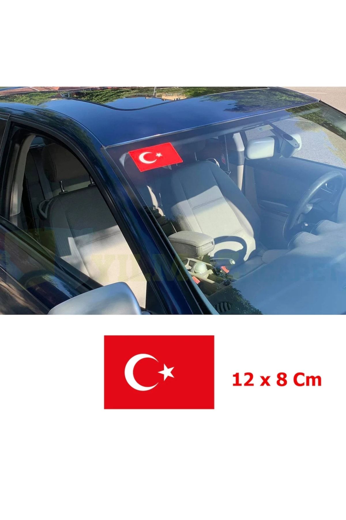 İkbal market Türk Bayrağı Ön Cam Üst Köşe 12x8cm 1 Adet Bayrak Üst Cam Sticker