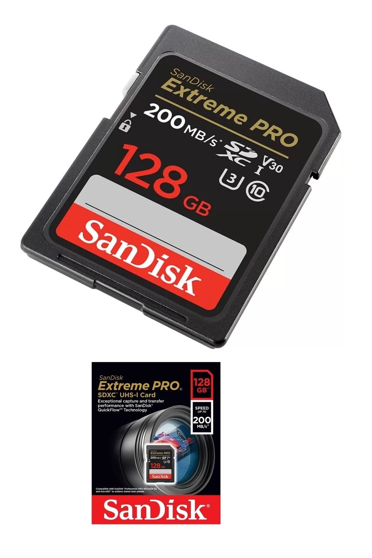 Sandisk 4k Çekim Için 128 Gb Hafıza Kartı