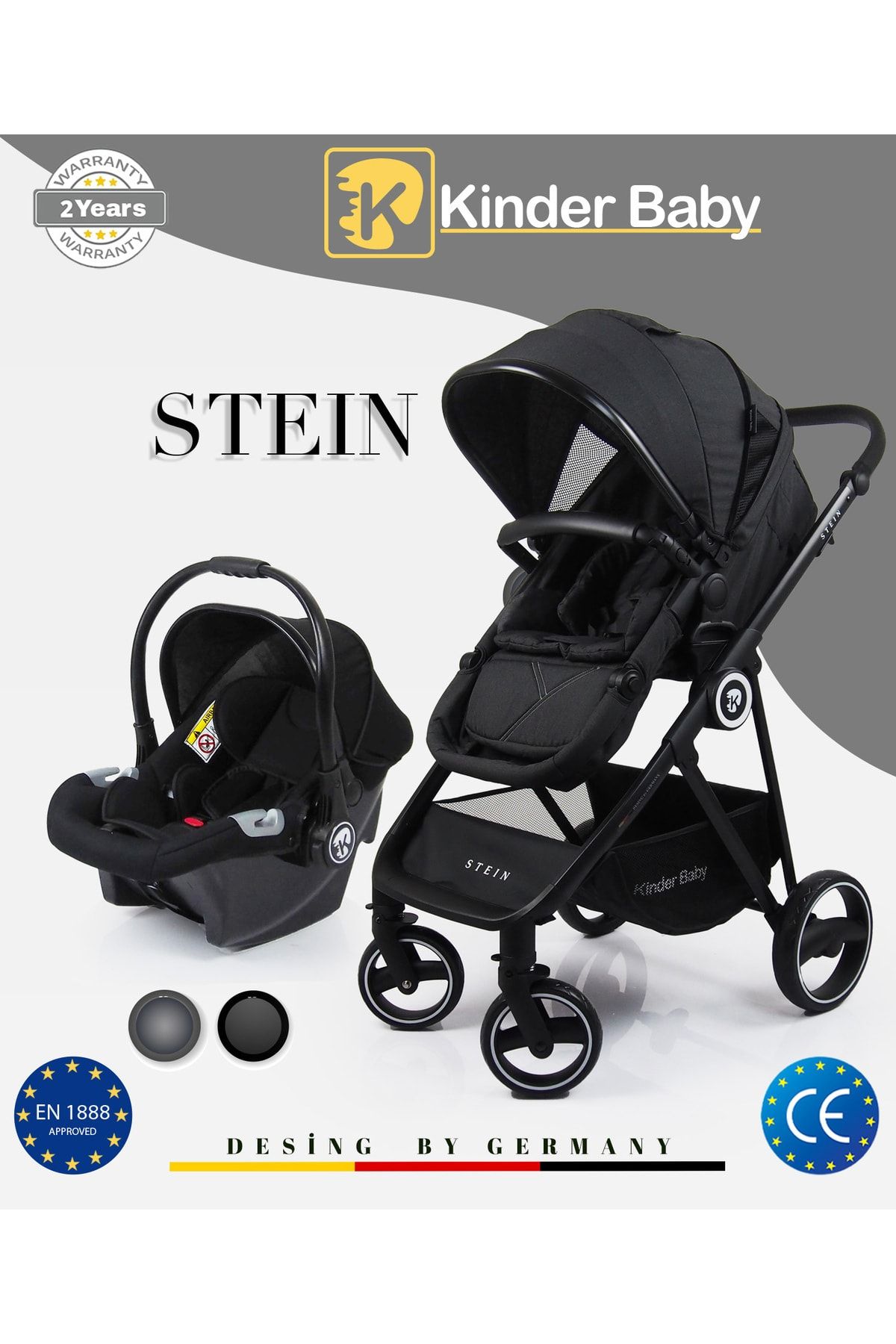 Kinder Baby Stein Travel Sistem Çift Yönlü Bebek Arabası