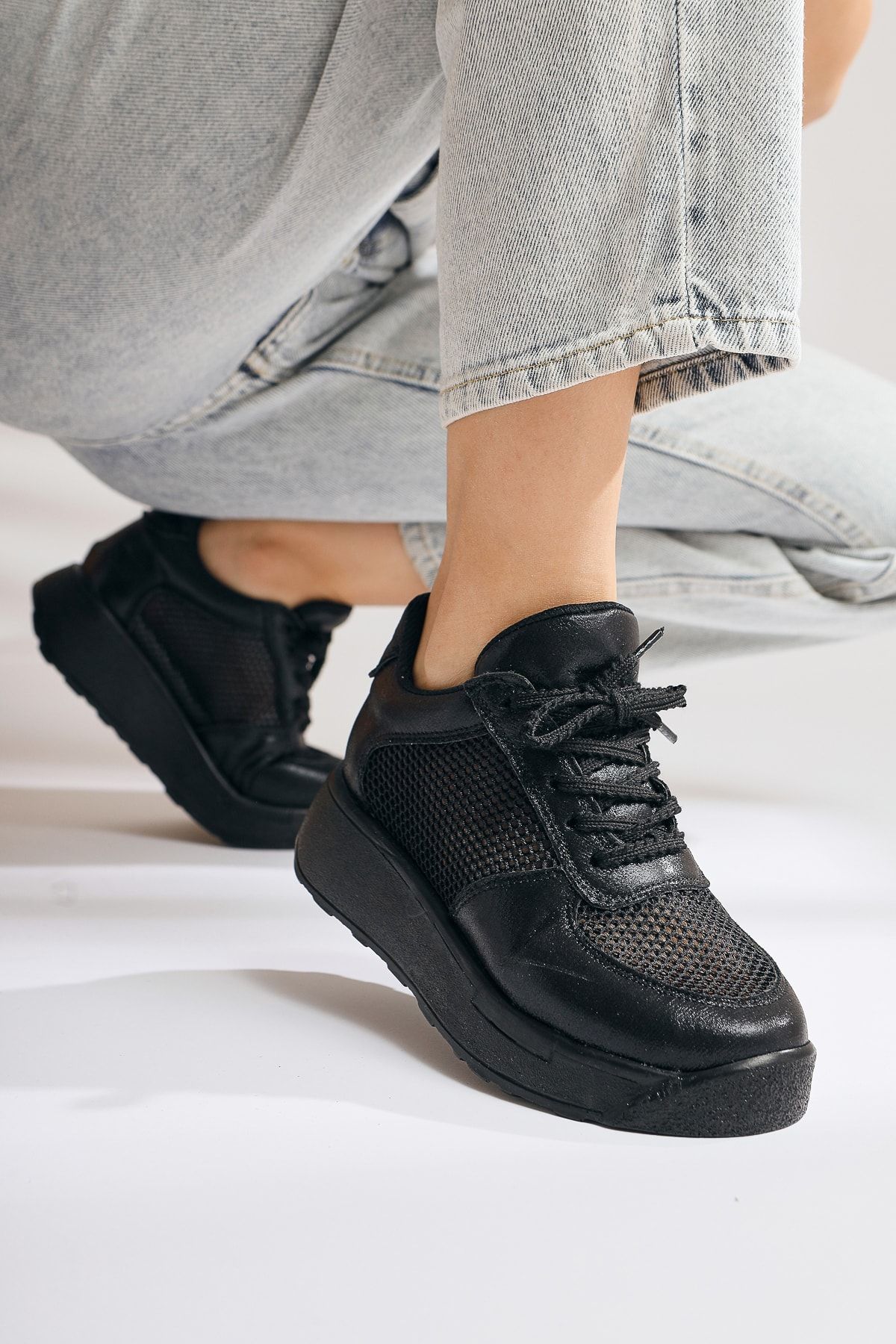 Limoya Kany Siyah Fileli Sneakers Spor Ayakkabı
