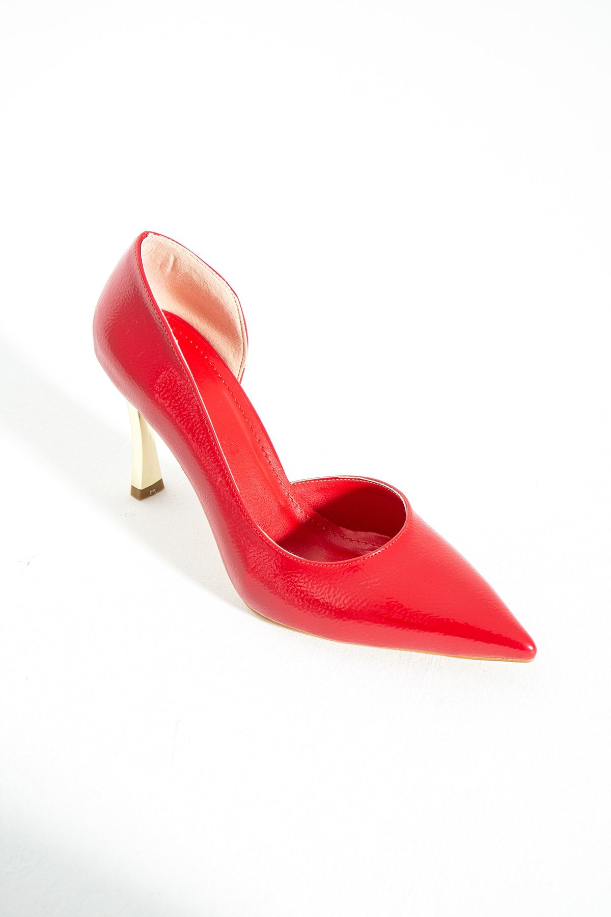 Güllü Shoes Kırmızı Stiletto, Kırmızı Topuklu Ayakkabı, Ince Topuklu Ayakkabı, Kadın Ayakkabısı