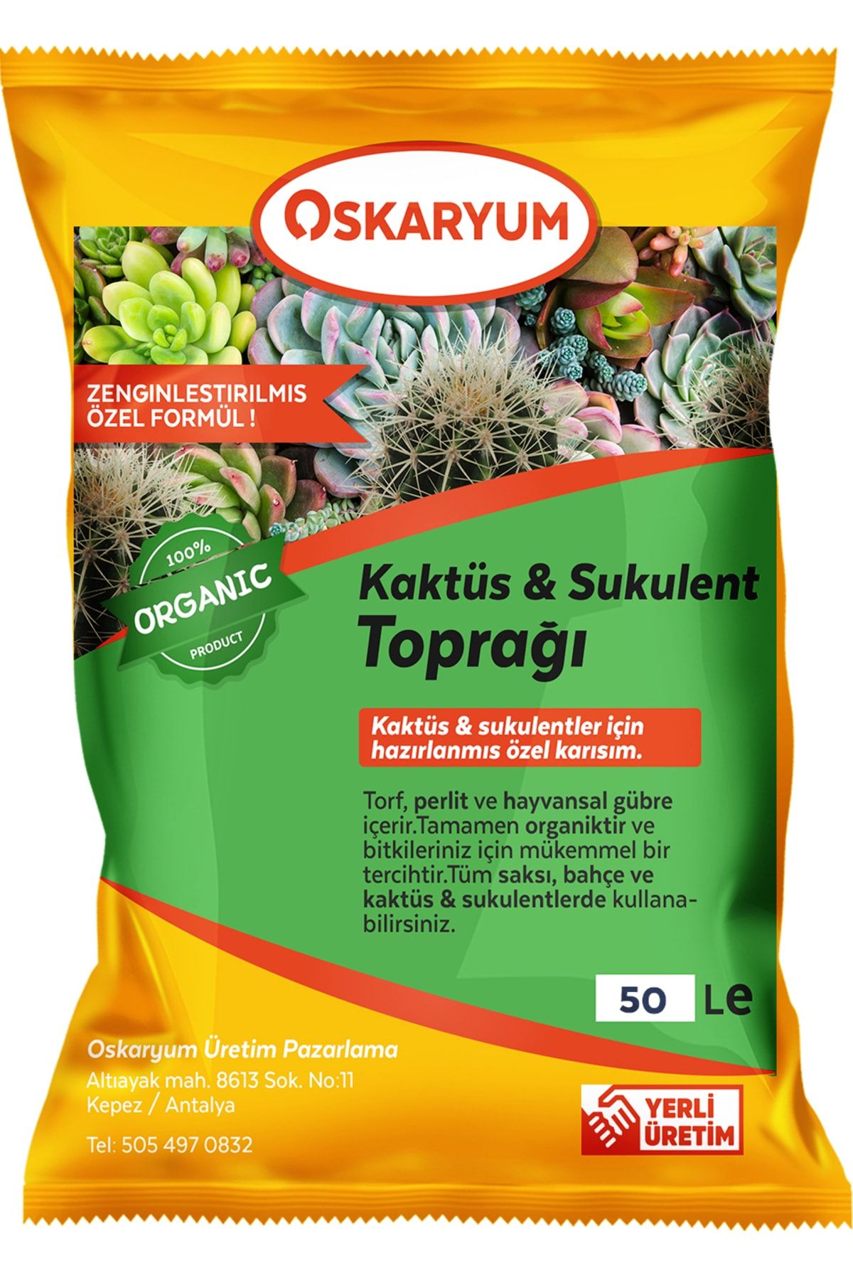 OSKARYUM Zenginleştirilmiş Kaktüs Toprağı 50 L