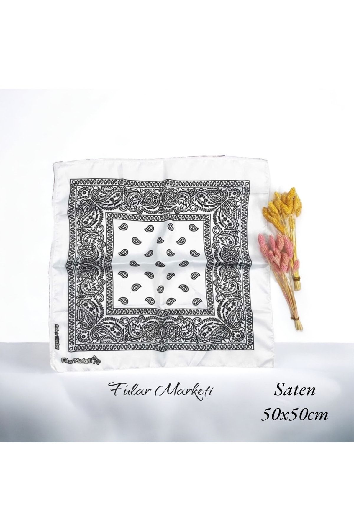 Fular Marketi Etnik Desenli Saten Bandana