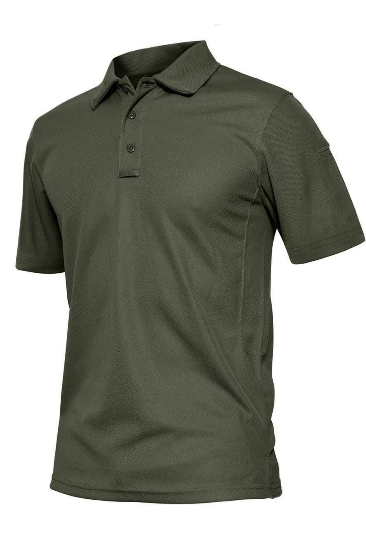 Ghassy Co Erkek Taktik Yaka Gömlek Hızlı Kuruma Nem Emici Golf T-shirt