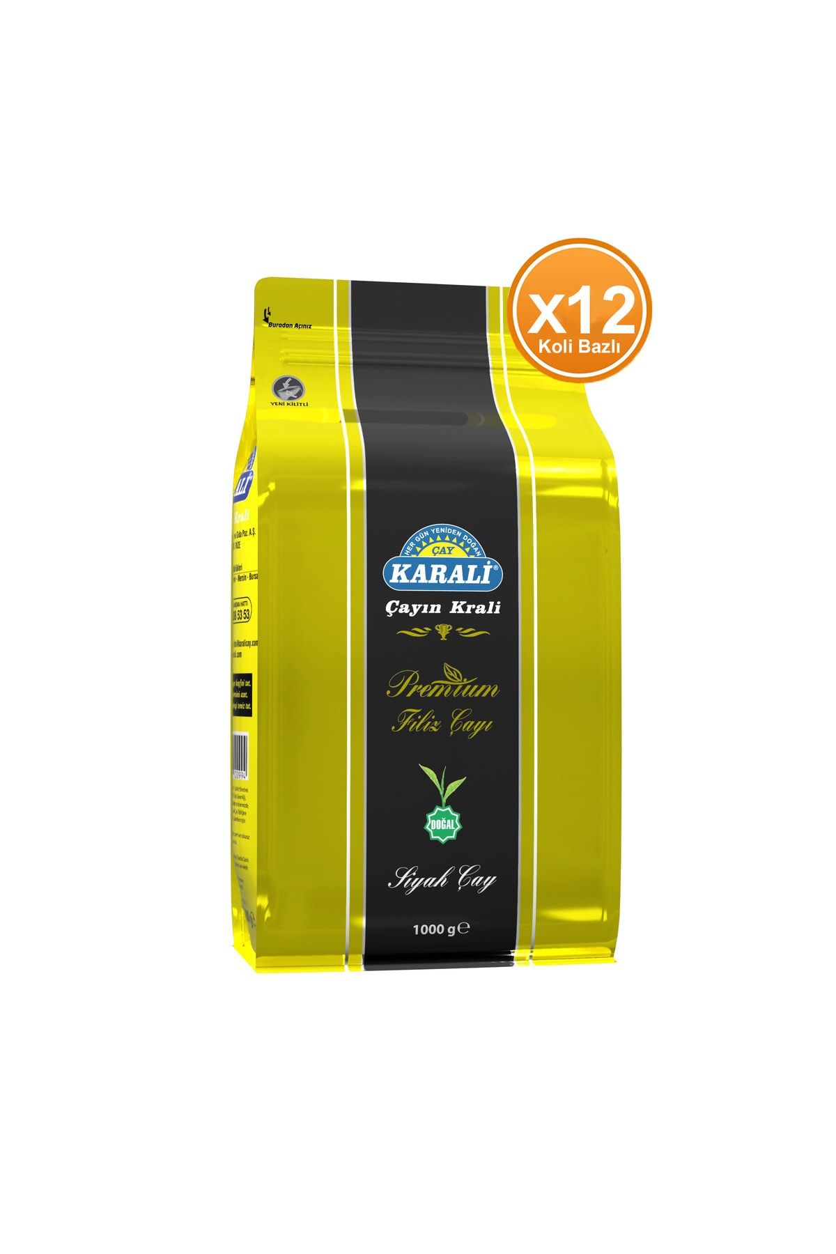 Karali Çay Karali Premium Filiz Dökme Çay 1 Kg (KİLİTLİ POŞET) X 12 Adet