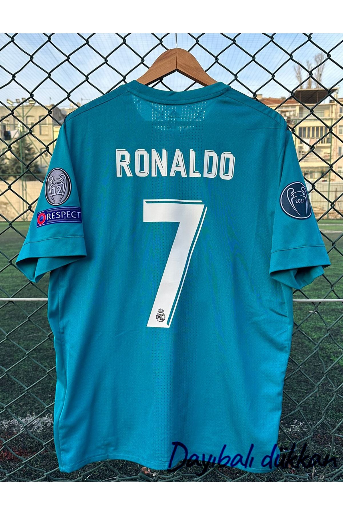 DAYIBALI DÜKKAN Dayıbalı Real Madrid Ronaldo 2017/18 Yeşili-turkuaz Kısa Kol Şampiyonlar Ligi Deplasman Forması