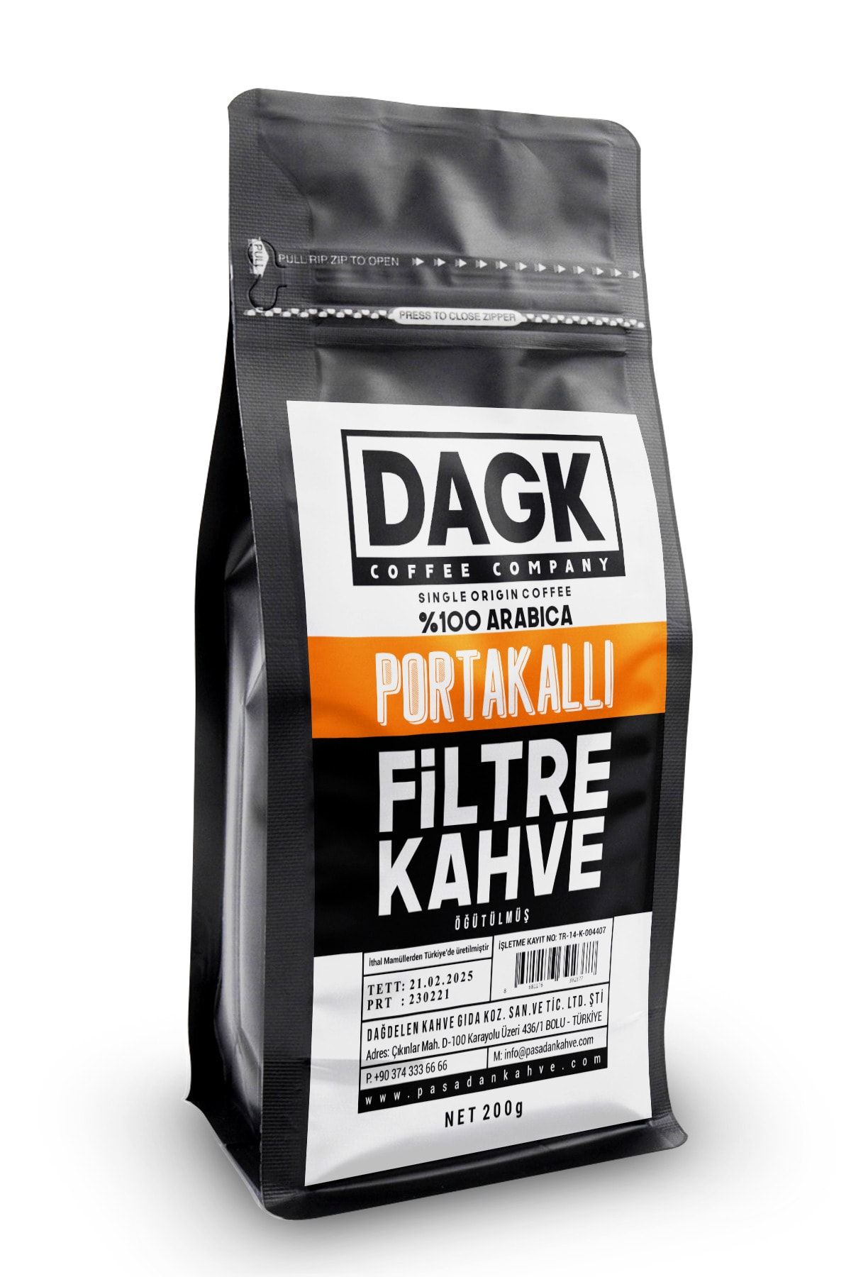 Dagk Portakallı Filtre Kahve Öğütülmüş 200g (aromalı)
