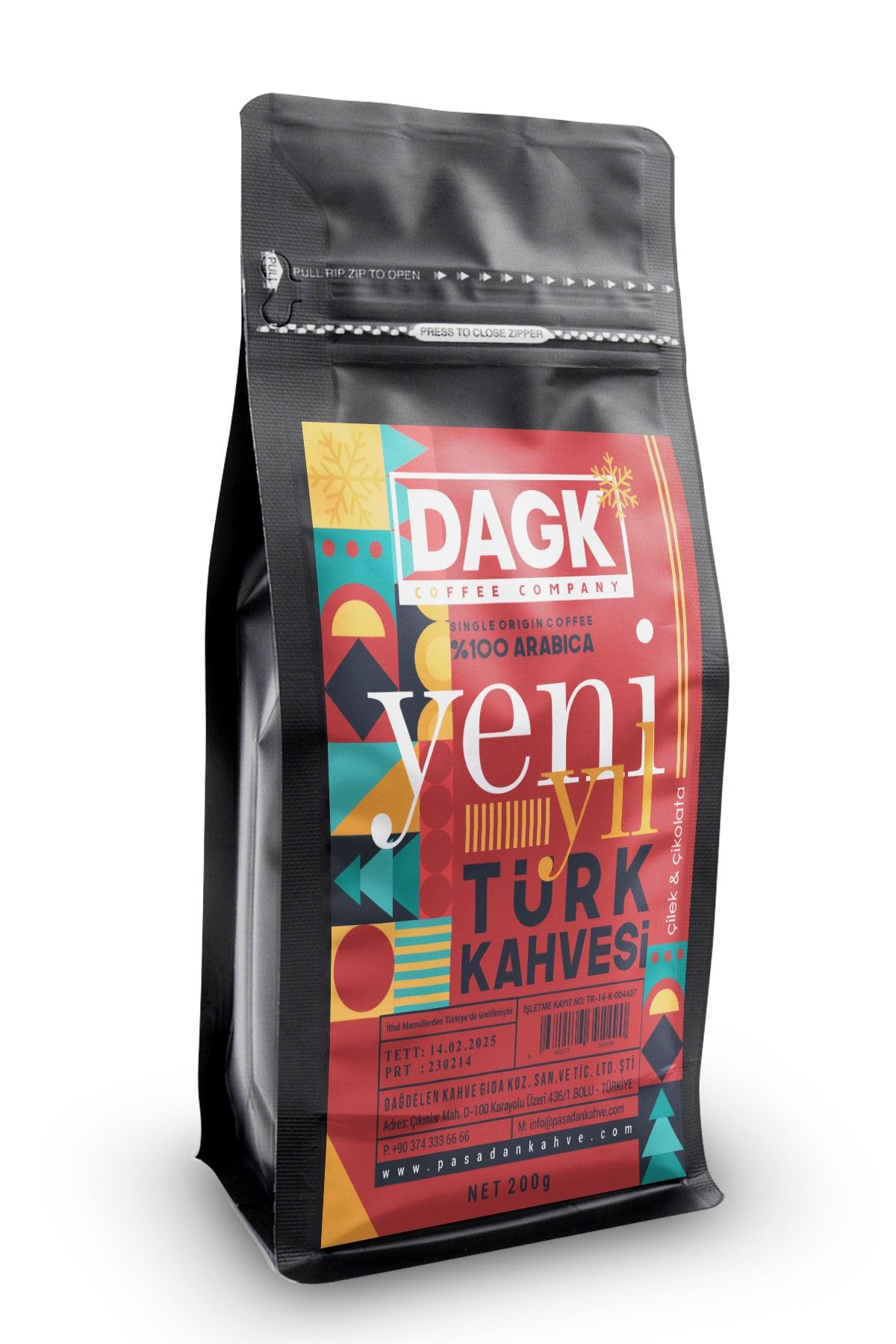 Dagk Türk Kahvesi Yeni Yıl Özel Çikolatalı Ve Çilek Aromalı 200gr