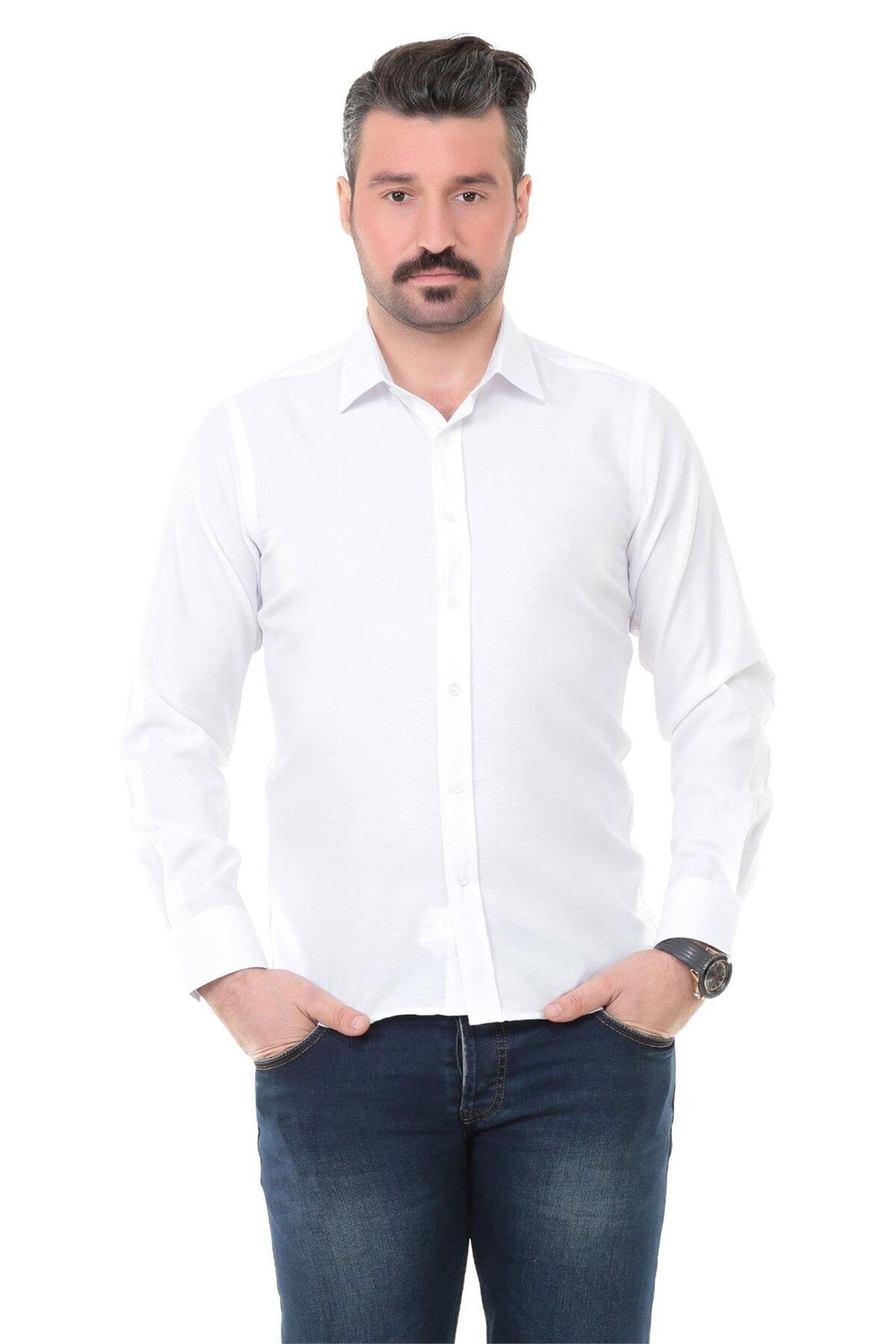 Buenza Sry Oxford Slim Fit Uzun Kol Gömlek - Beyaz