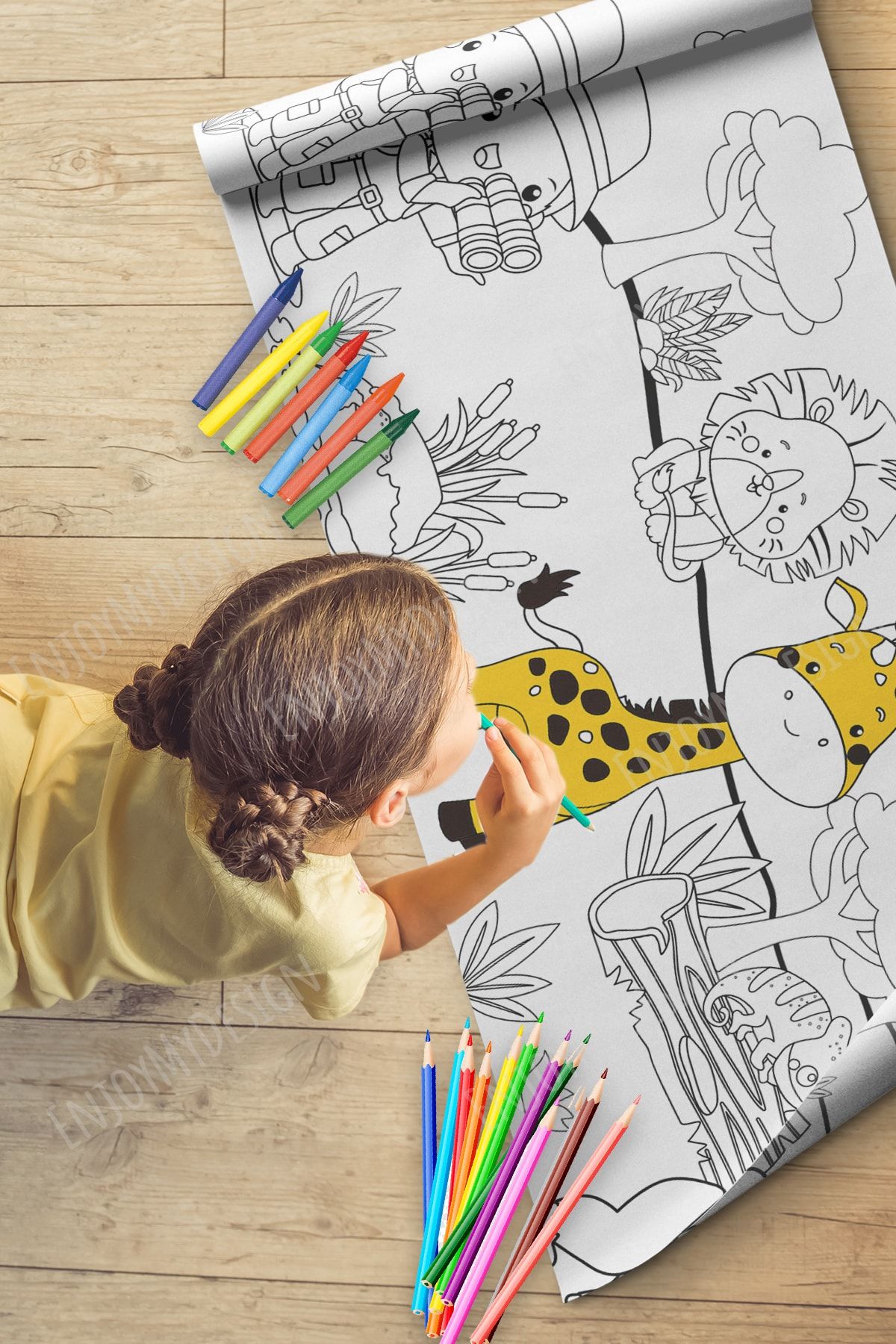 Enjoymydesign Boya Rulo Aktivite Kağıt Boyama Kağıdı 2.5 Metre Rulo - Bebek ve Çocuk için Eğitici Boyama Kağıdı