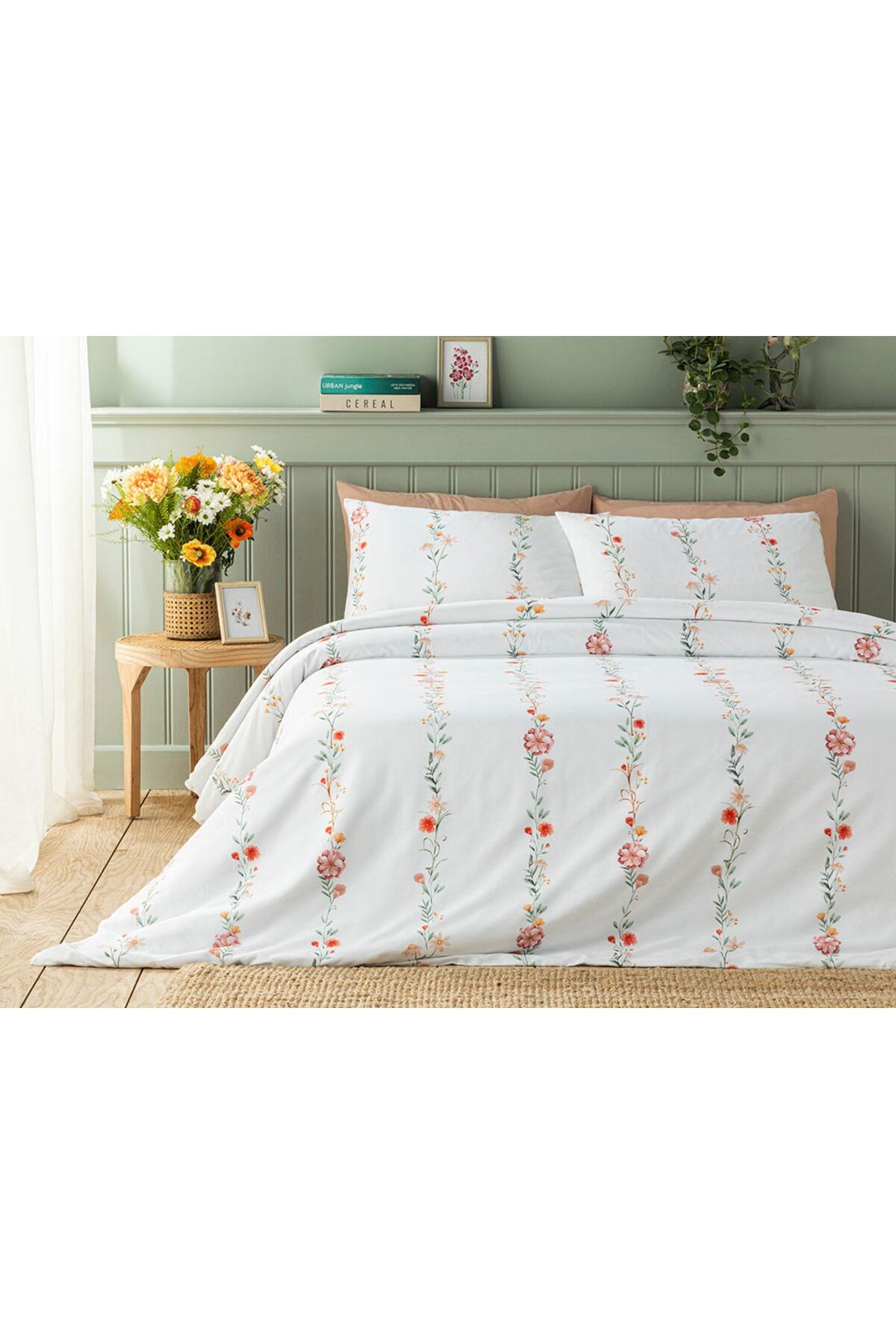 English Home Romantic Line Dijital Baskılı Soft Cotton Tek Kişilik Nevresim Takımı 160x220 Cm Açık Pembe