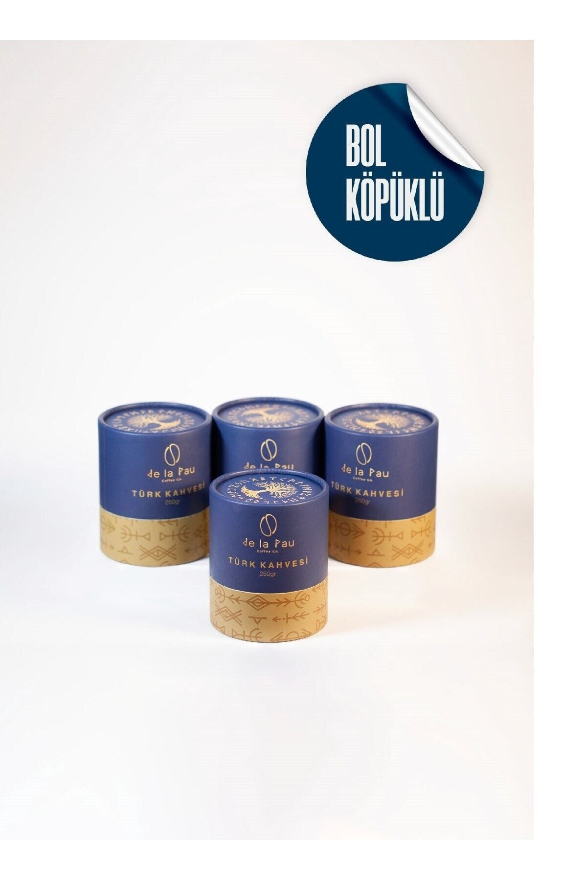 DELAPAU Türk Kahvesi Premium Taze Öğütülmüş Bol Köpüklü Özel Silindir Kutu 250 gr 4'lü