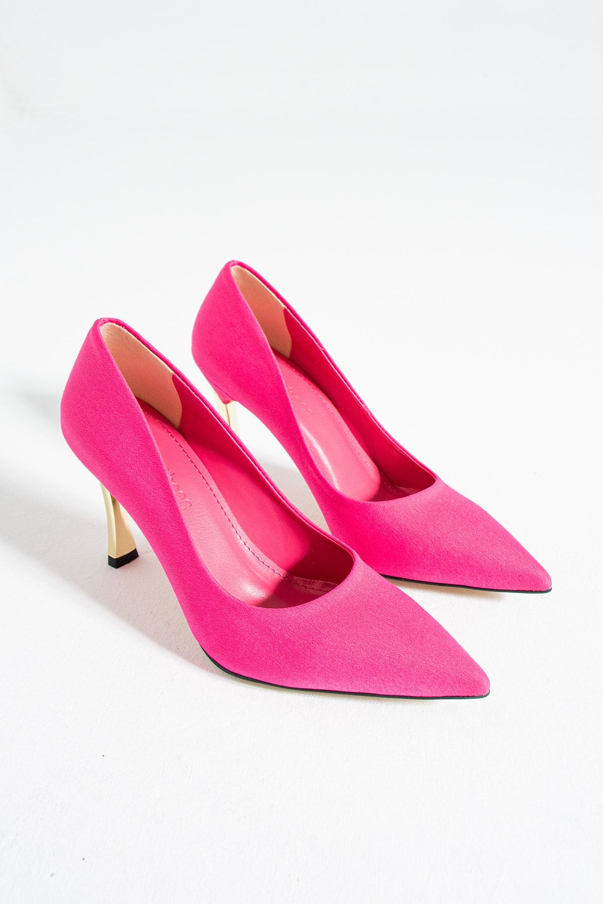Güllü Shoes Kadın Topuklu Ayakkabı - Yüksek Topuklu Stiletto Rahat Şık Ve Ince Iş Ayakkabısı Fuşya Renk 9 Cm