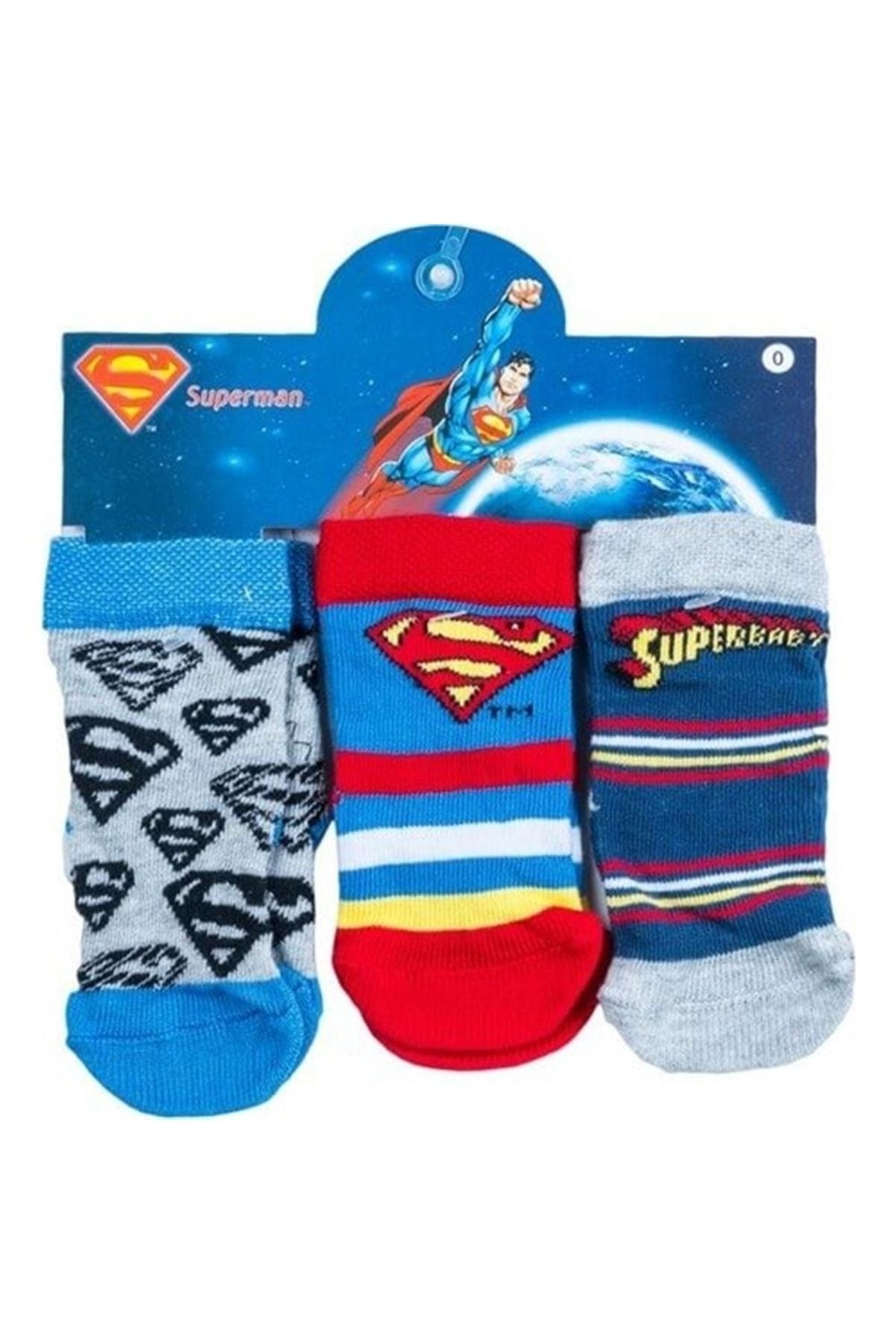 DİSNEY Süperman 3'lü Bebek Soket Çorap