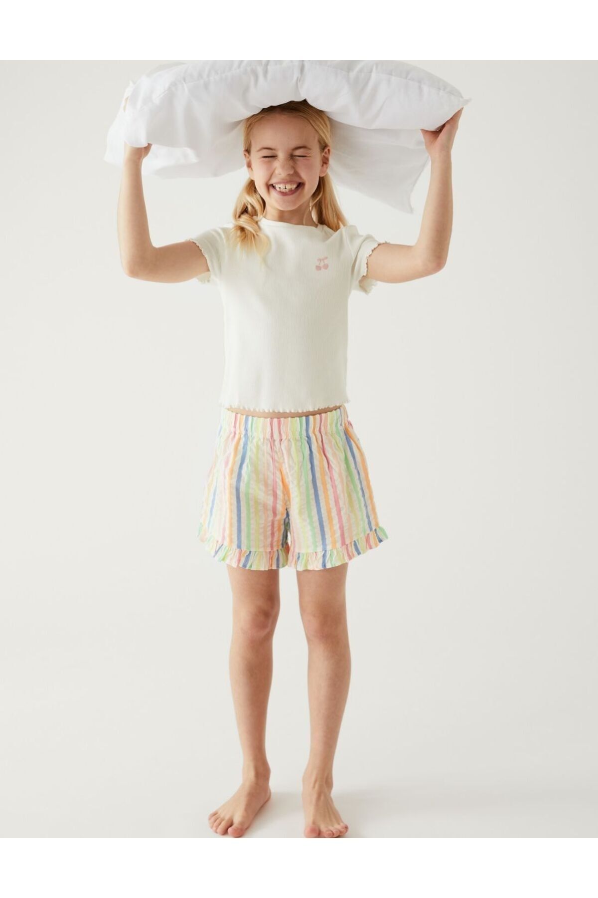 Marks & Spencer Çizgili Kısa Kollu Pijama Takımı (6-16 Yaş)