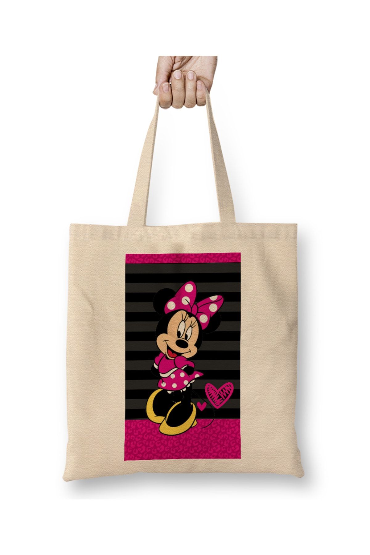 Baskı Dükkanı Minnie Mouse 01 Bez Çanta Uzun Saplı