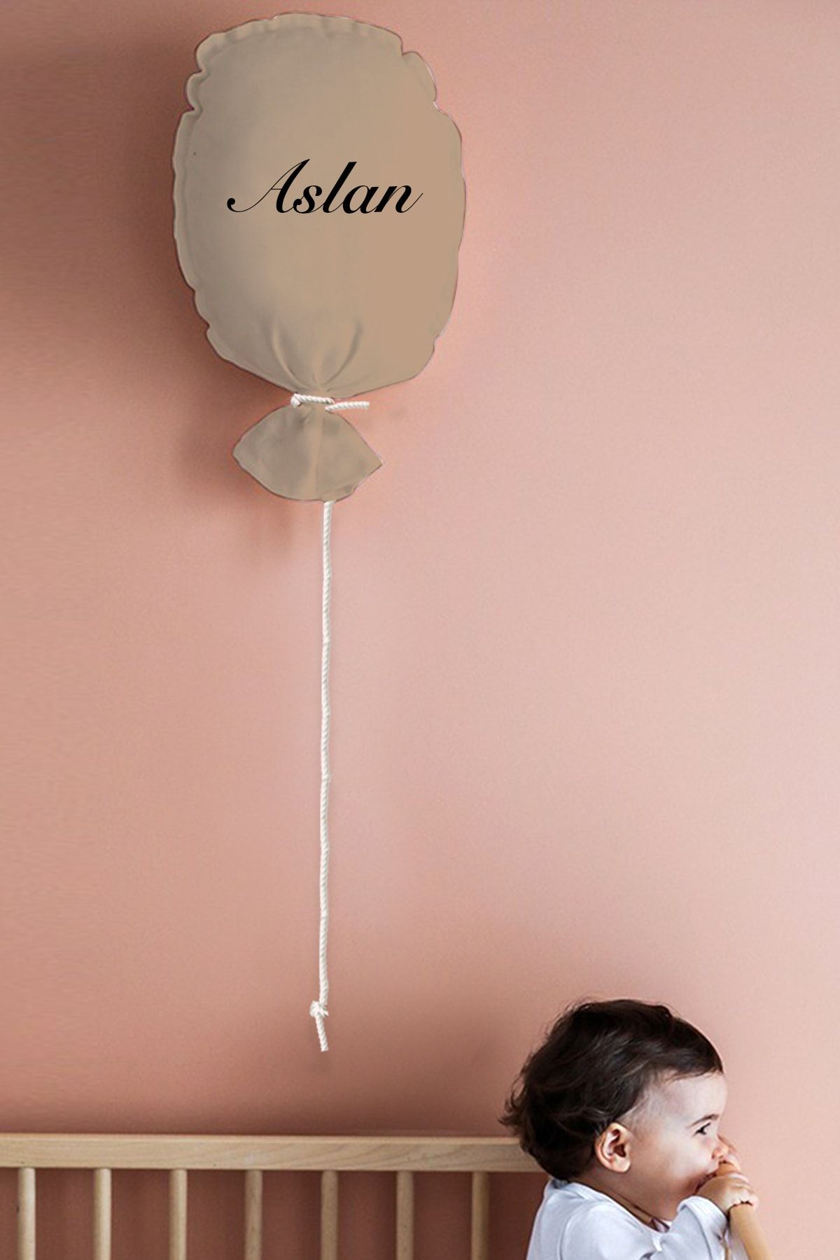 Miomundo Bebek & Çocuk Odası Uçan Balon Dekoratif Yastık Bej, Dekoratif Duvar Balon Bej Soft