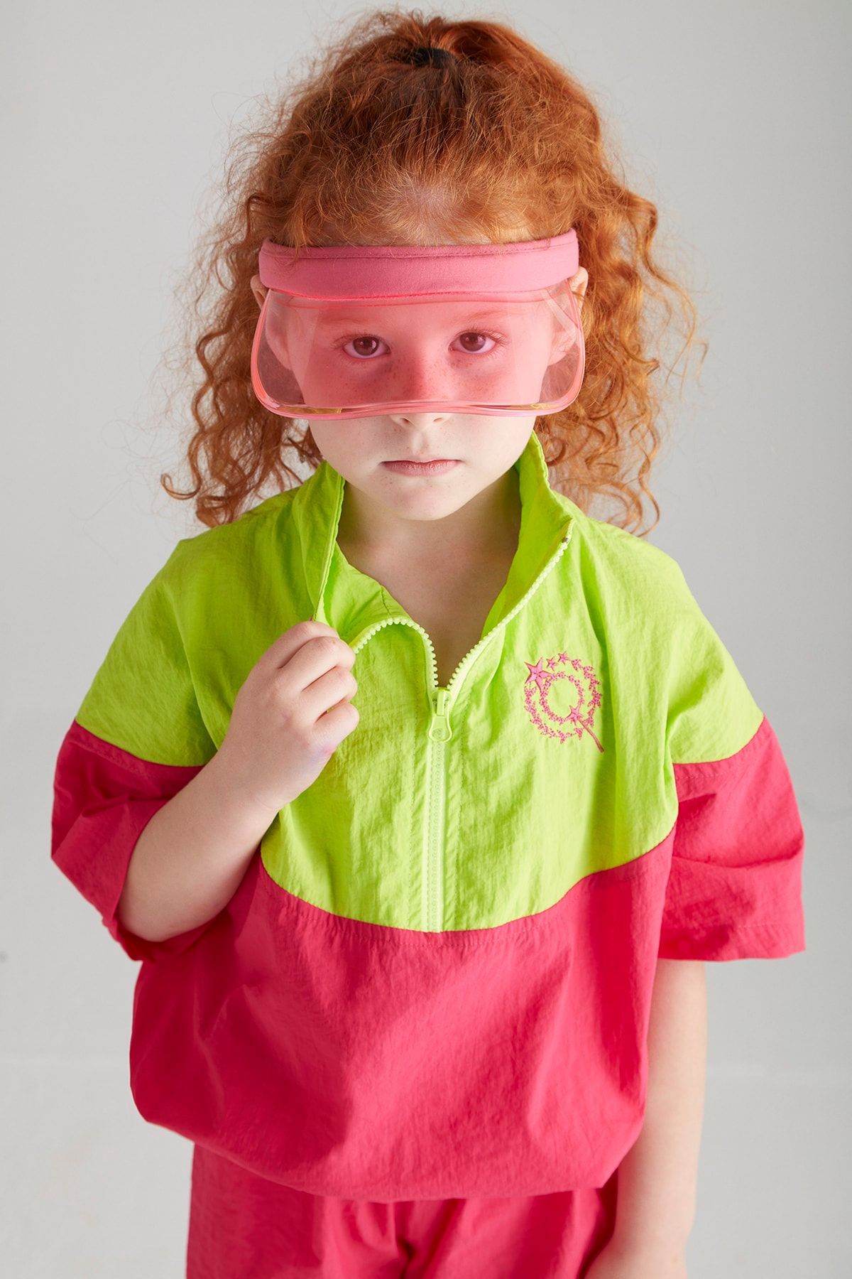 hoQuspoQus Kız Çocuk Paraşüt İkili Şortlu Spor Takım - Fuşya&Neon