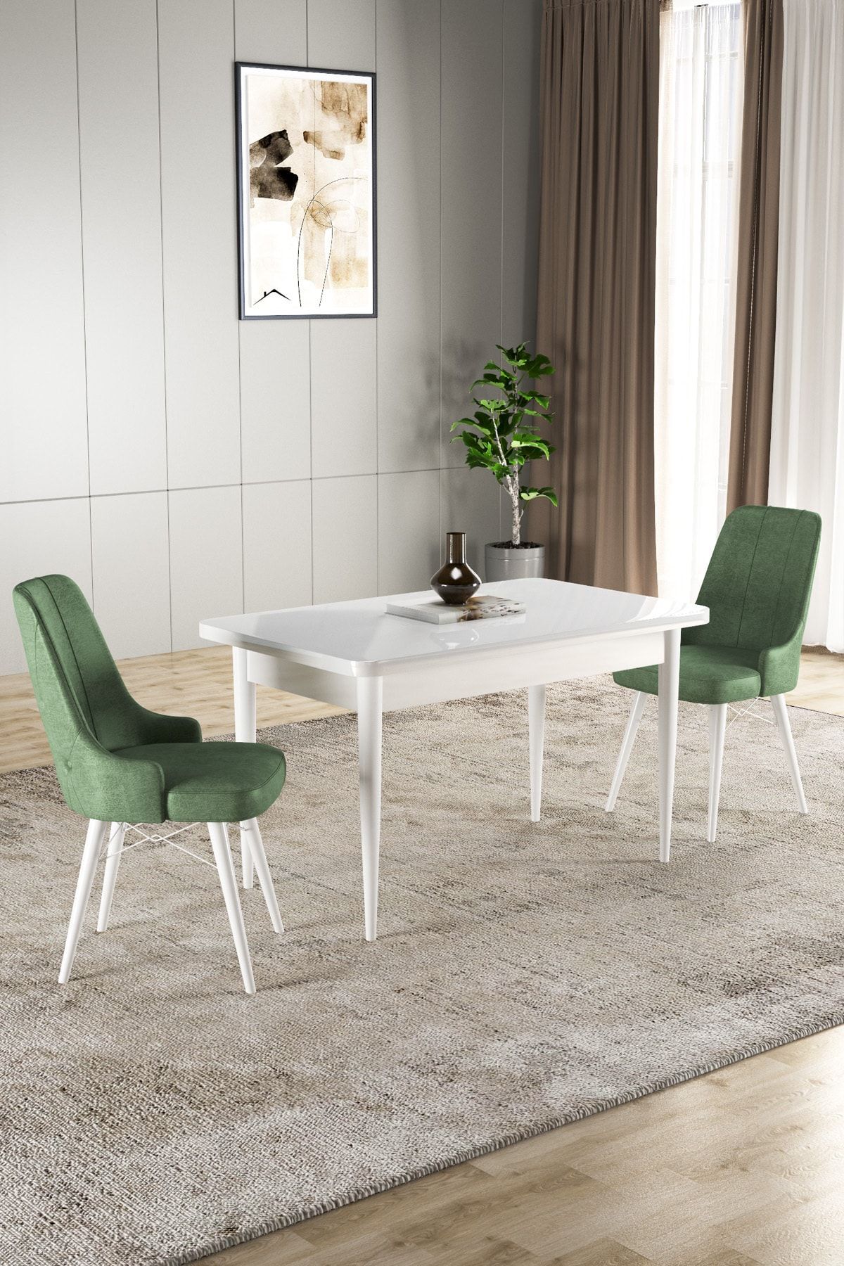 GadaHome Hera Serisi Mutfak-Salon Masa Sandalye Takımı Beyaz (2 sandalyeli)