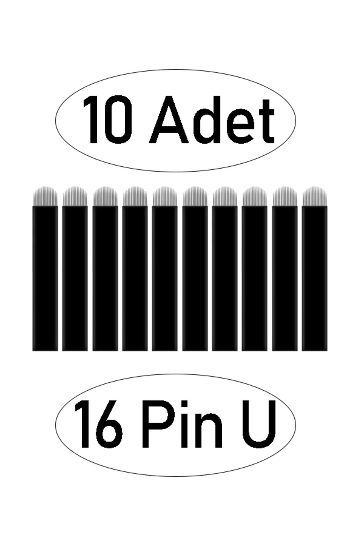 ARMONİKONYA 10 Adet 16 Pin U Siyah Microblading Kalıcı Makyaj Için 0,18 Mm Microblading Iğne Kalıcı Kaş Iğne