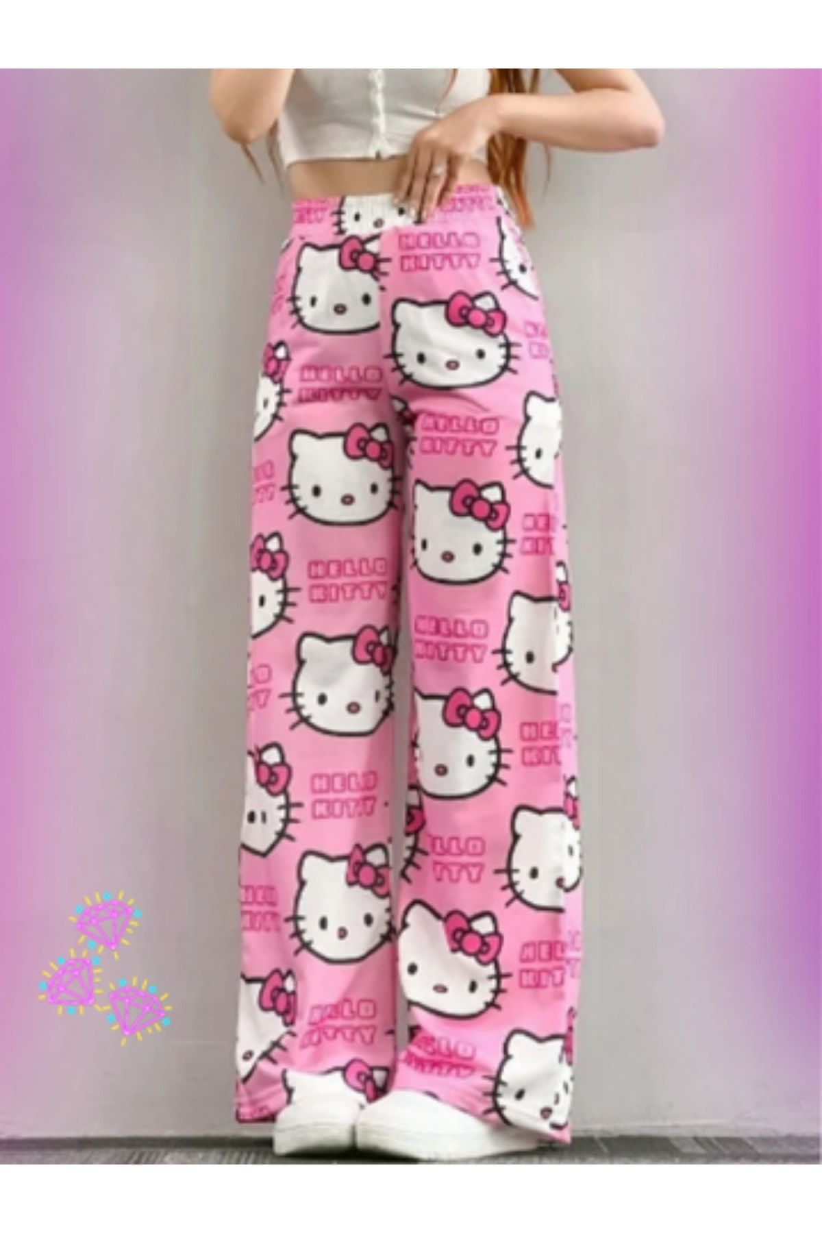 VEGA Istanbul Hello Kitty-bol Paça Eşofman Altı-pijama-pantalon KittyWideLeg