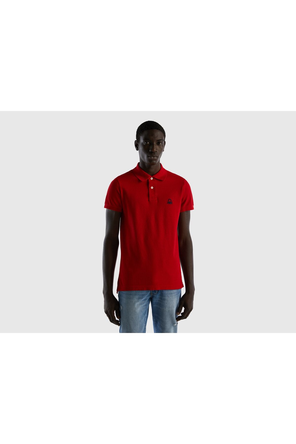 United Colors of Benetton Erkek Kırmızı Slim Fit Kısa Kollu Polo Tshirt Kırmızı