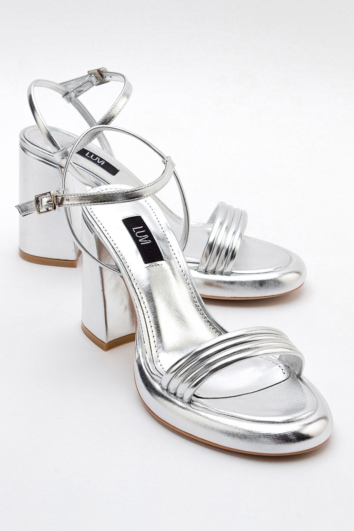 luvishoes POSSE Gümüş Metalik Kadın Topuklu Ayakkabı