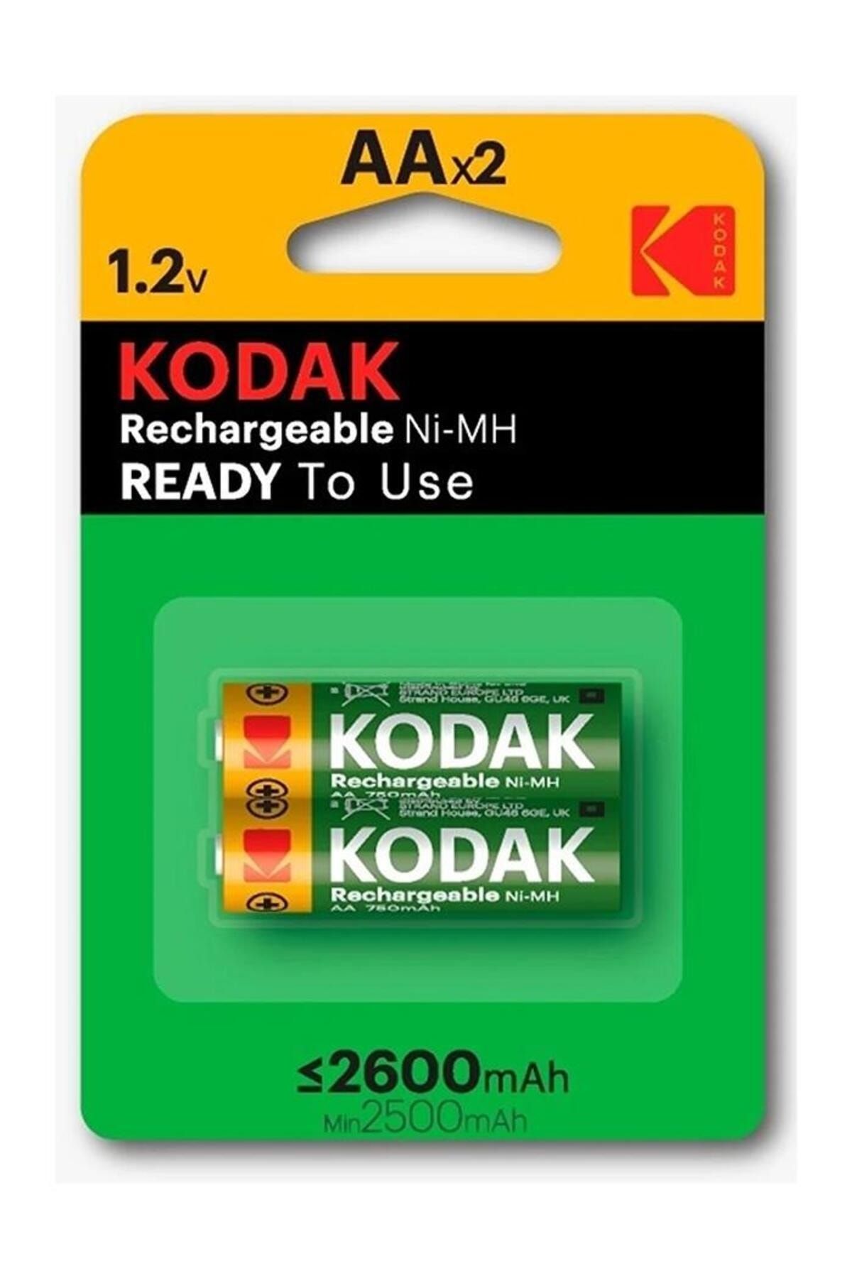 Kodak Kalem Pil Şarj Edilebilir AA 2600 mah 2 li 1 Paket Kumanda Oyuncak Pili Şarjlı Ni-mh 1 Paket Dolduru
