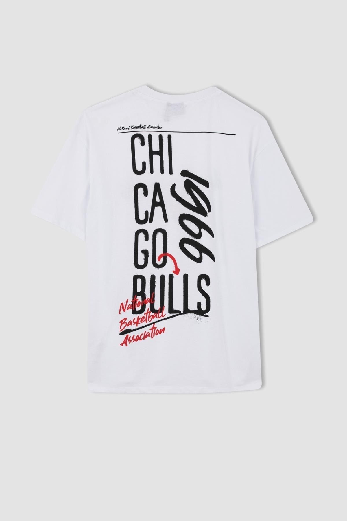 Defacto Fit Nba Chicago Bulls Boxy Fit %100 Pamuk Tişört