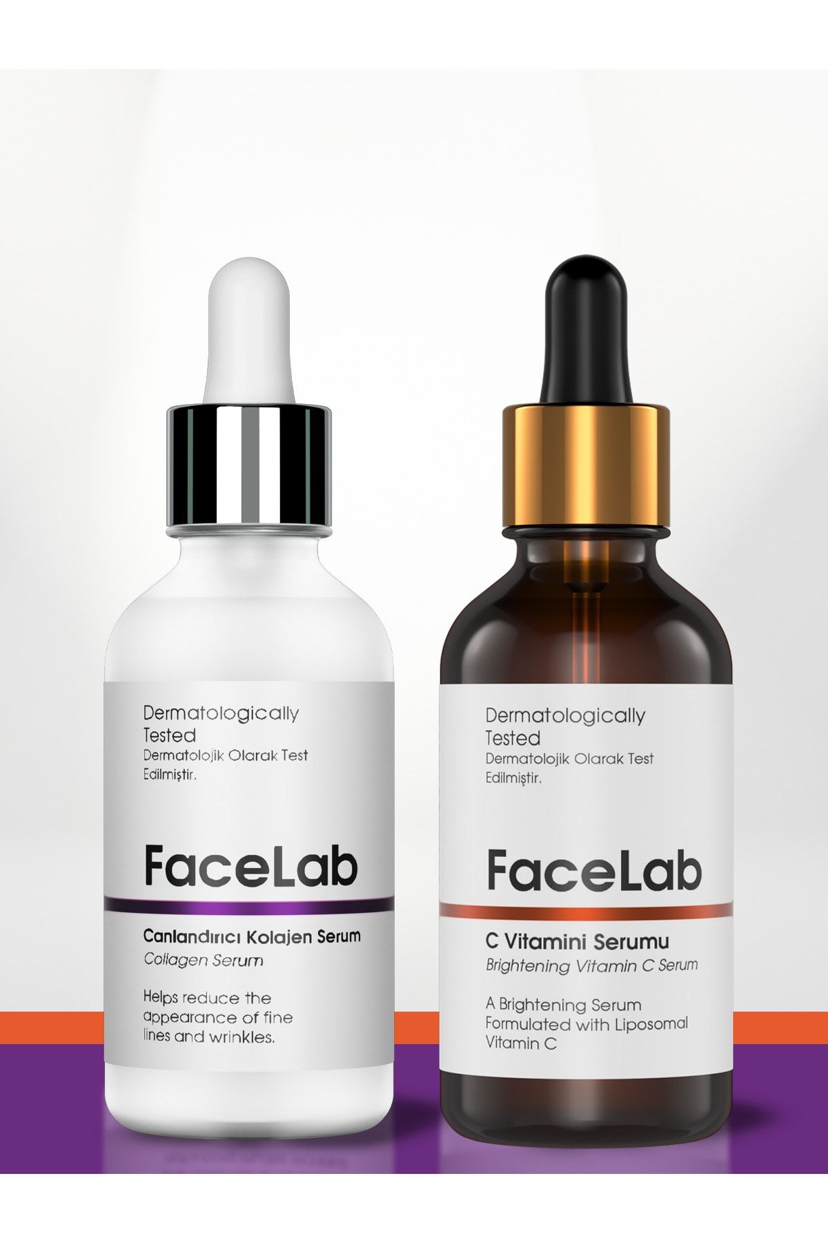 FaceLab 2'li Canlandırıcı Cilt Bakım Seti - C Vitamini Serum Kolajen Serum