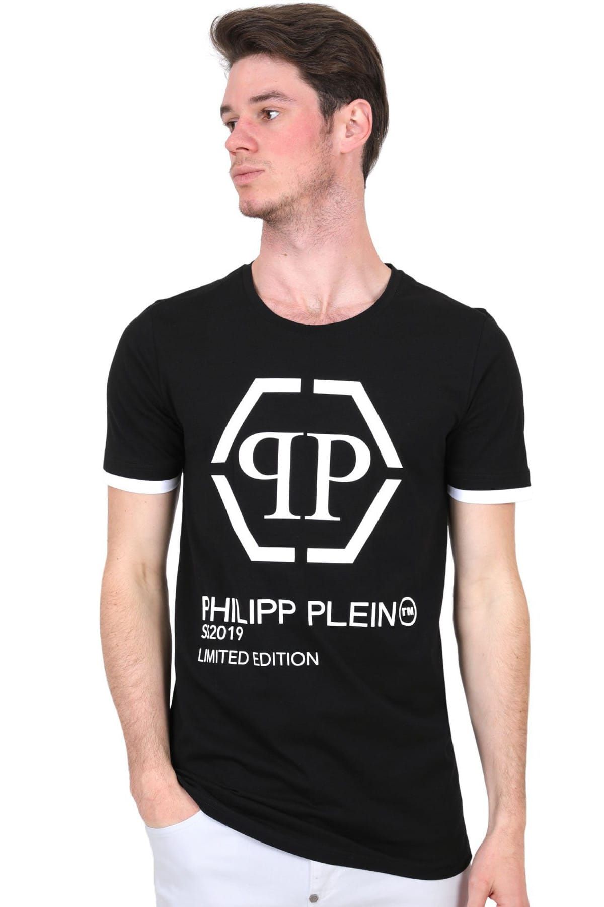 PHILIPP PLEIN Erkek Siyah T-Shirt 1699898163252