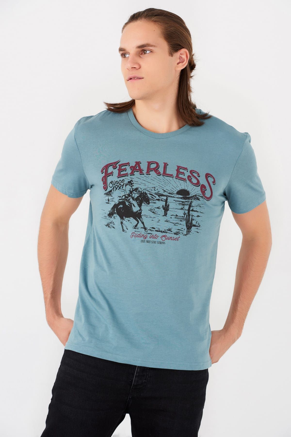 Mavi Erkek Fearless Baskılı T-shirt 065380-28436